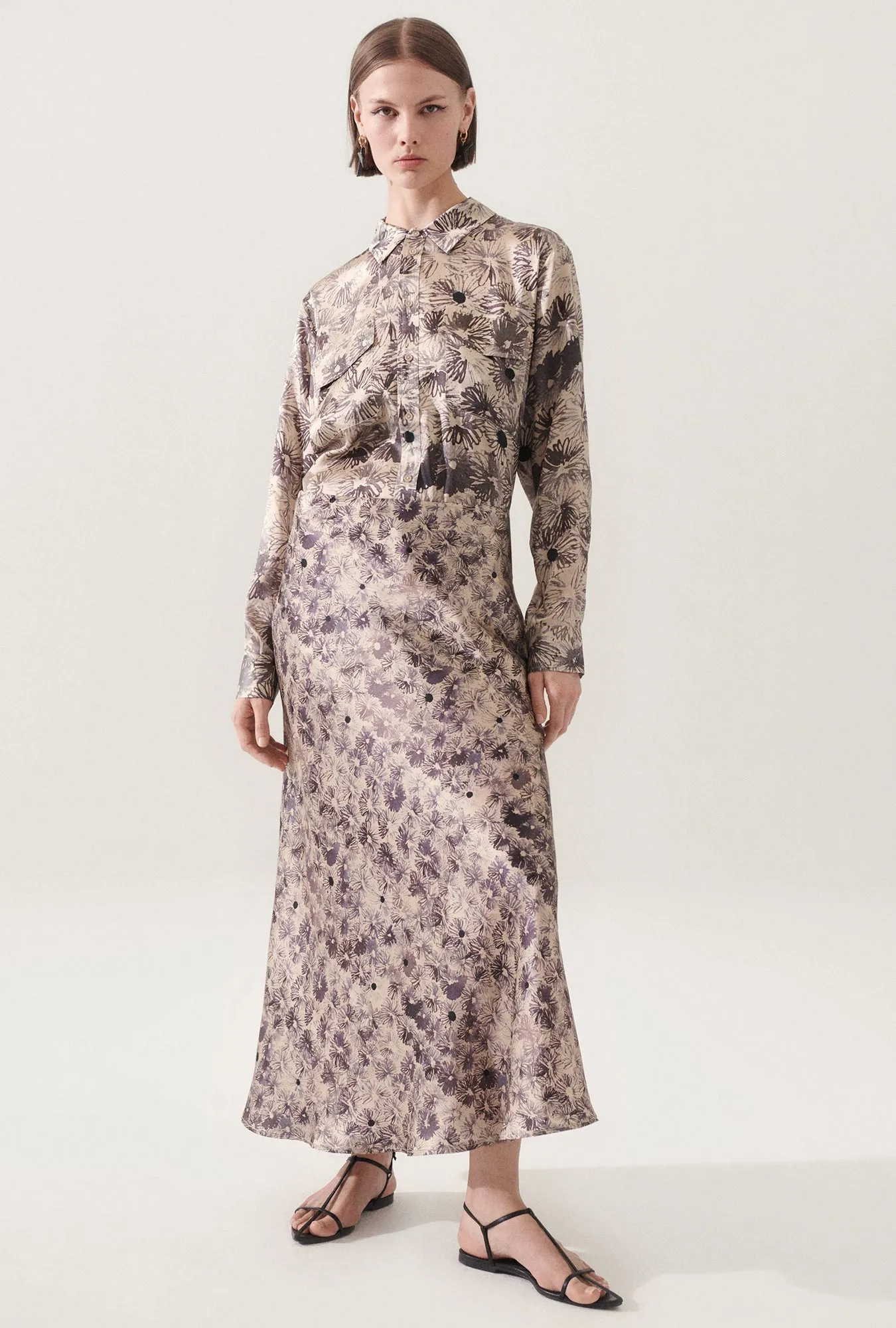 LONG BIAS CUT SKIRT ASTER FLORAL sold by Silk Laundry