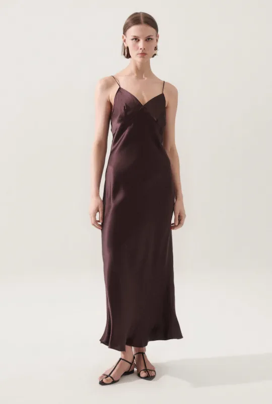 DECO ROULEAU DRESS CACAO sold by Silk Laundry