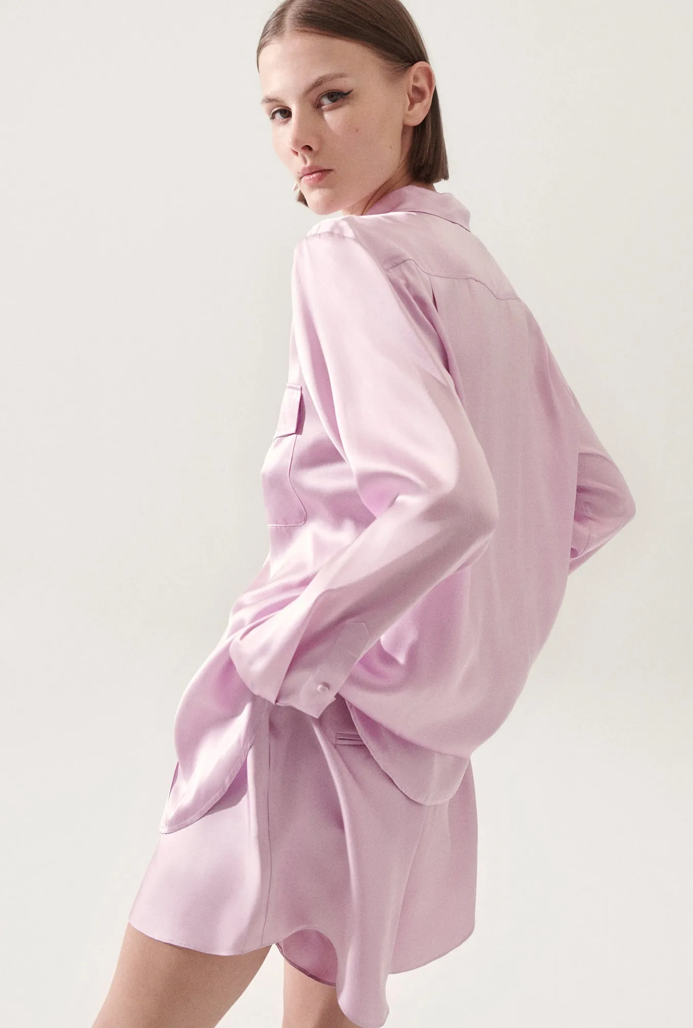 BOYFRIEND SHIRT LILAC sold by Silk Laundry product image thumbnail 3