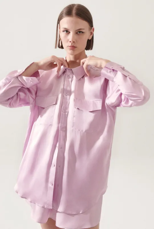 BOYFRIEND SHIRT LILAC sold by Silk Laundry