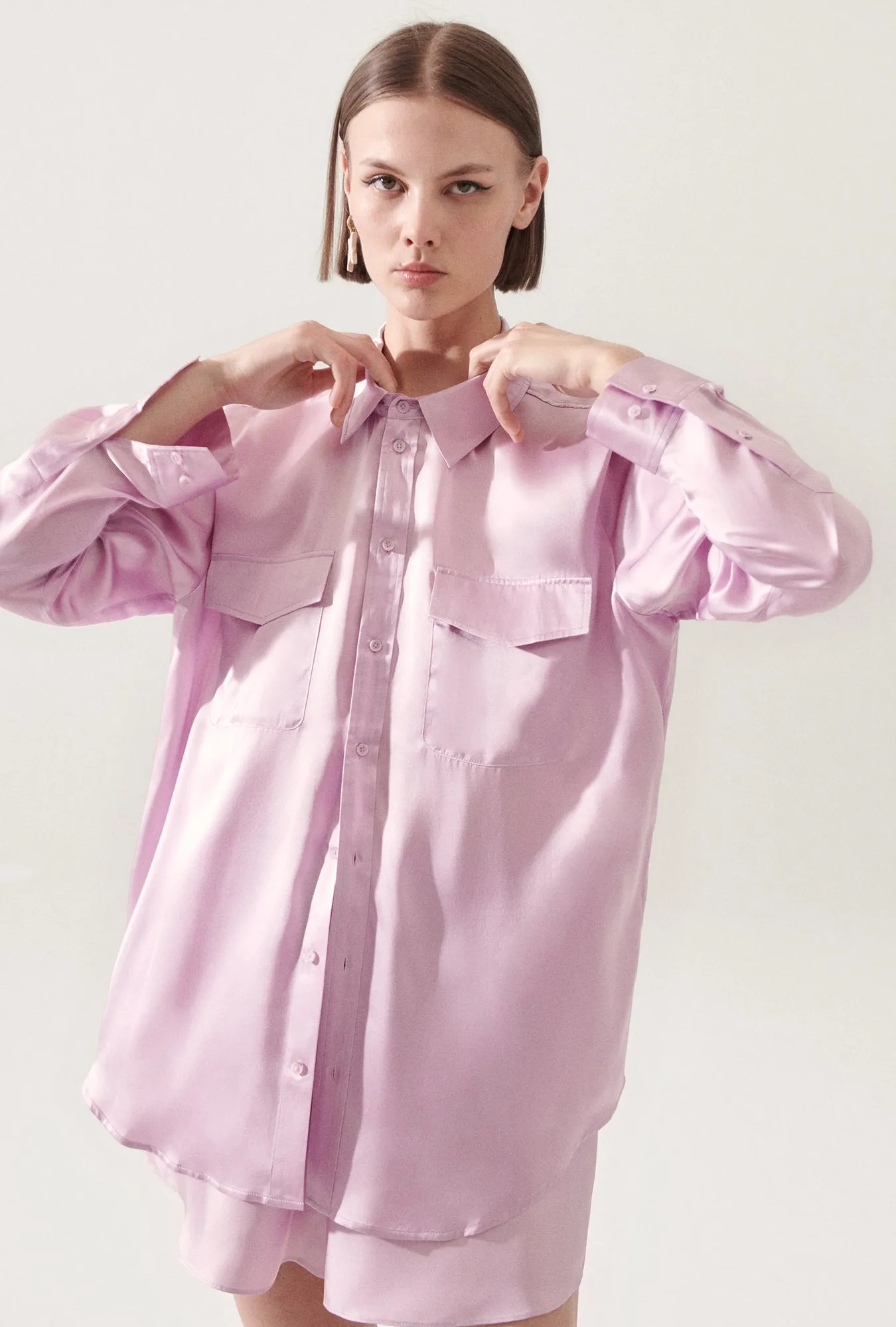 BOYFRIEND SHIRT LILAC sold by Silk Laundry