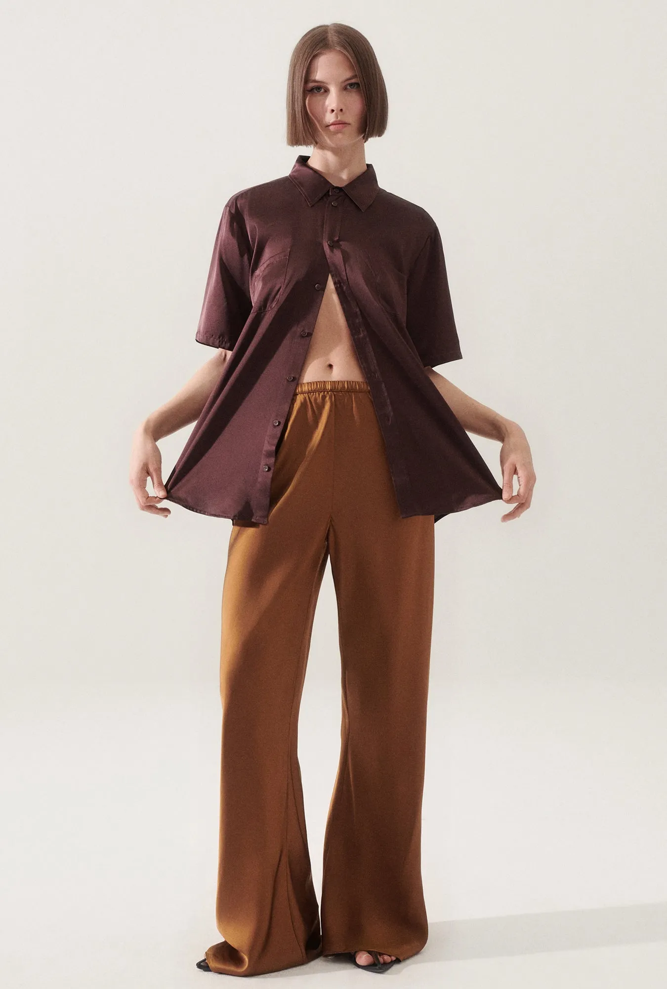 BIAS CUT PANTS VAN DYKE BROWN sold by Silk Laundry