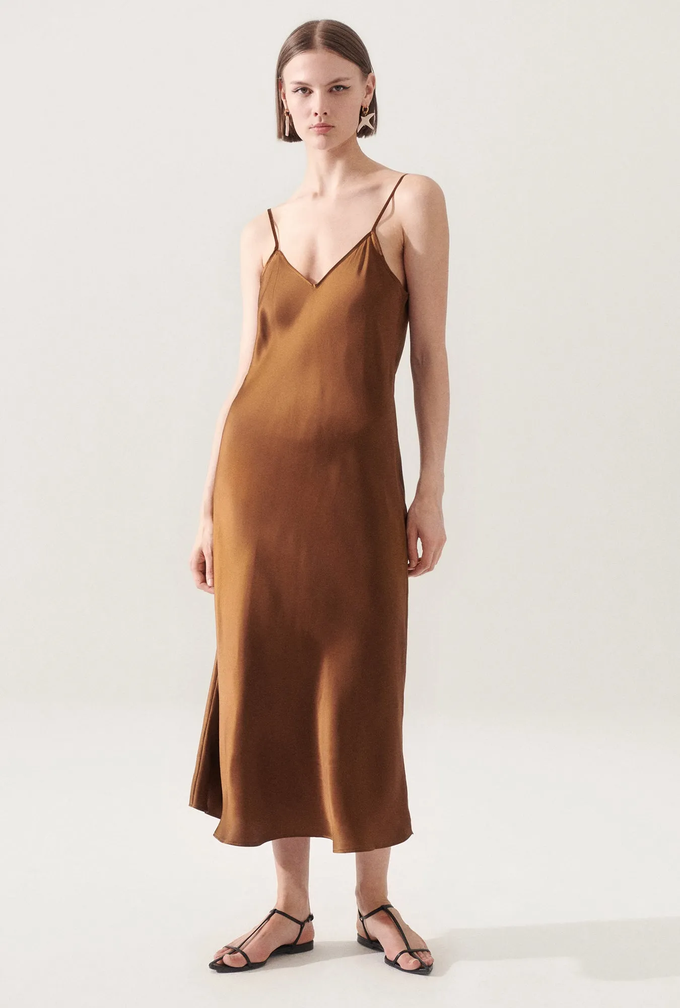 90S SLIP DRESS VAN DYKE BROWN sold by Silk Laundry