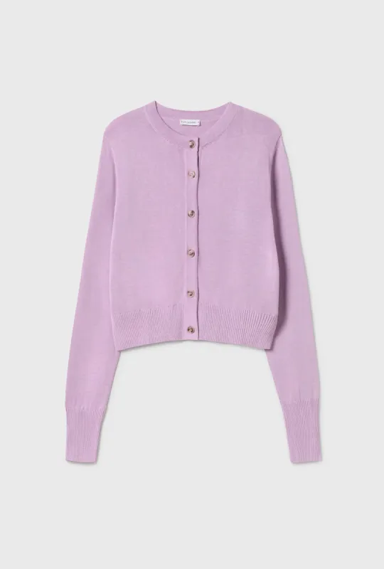 Cropped Cardigan Lilac sold by Silk Laundry