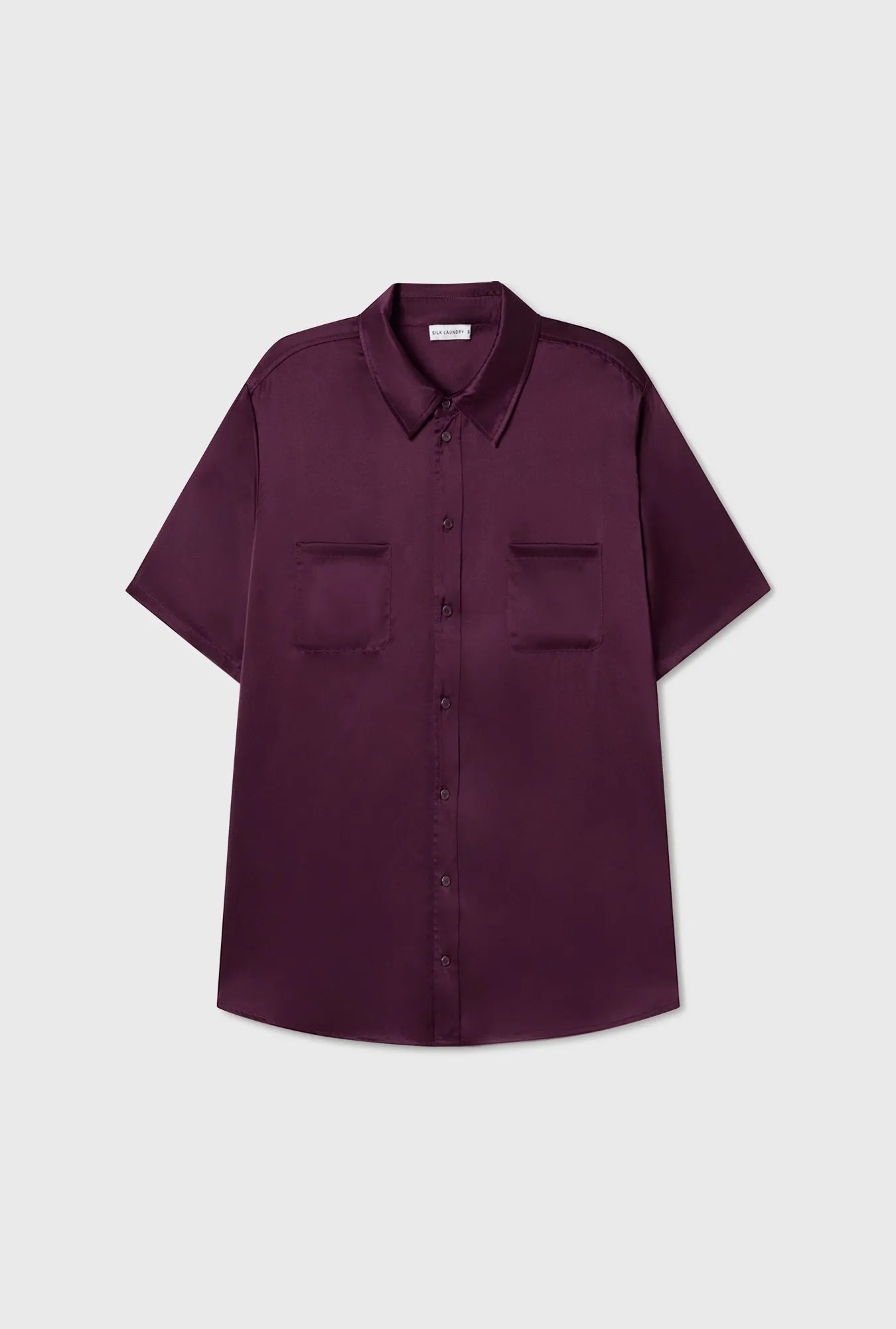 SHORT SLEEVE BOYFRIEND SHIRT BLOOD PLUM sold by Silk Laundry product image thumbnail 2