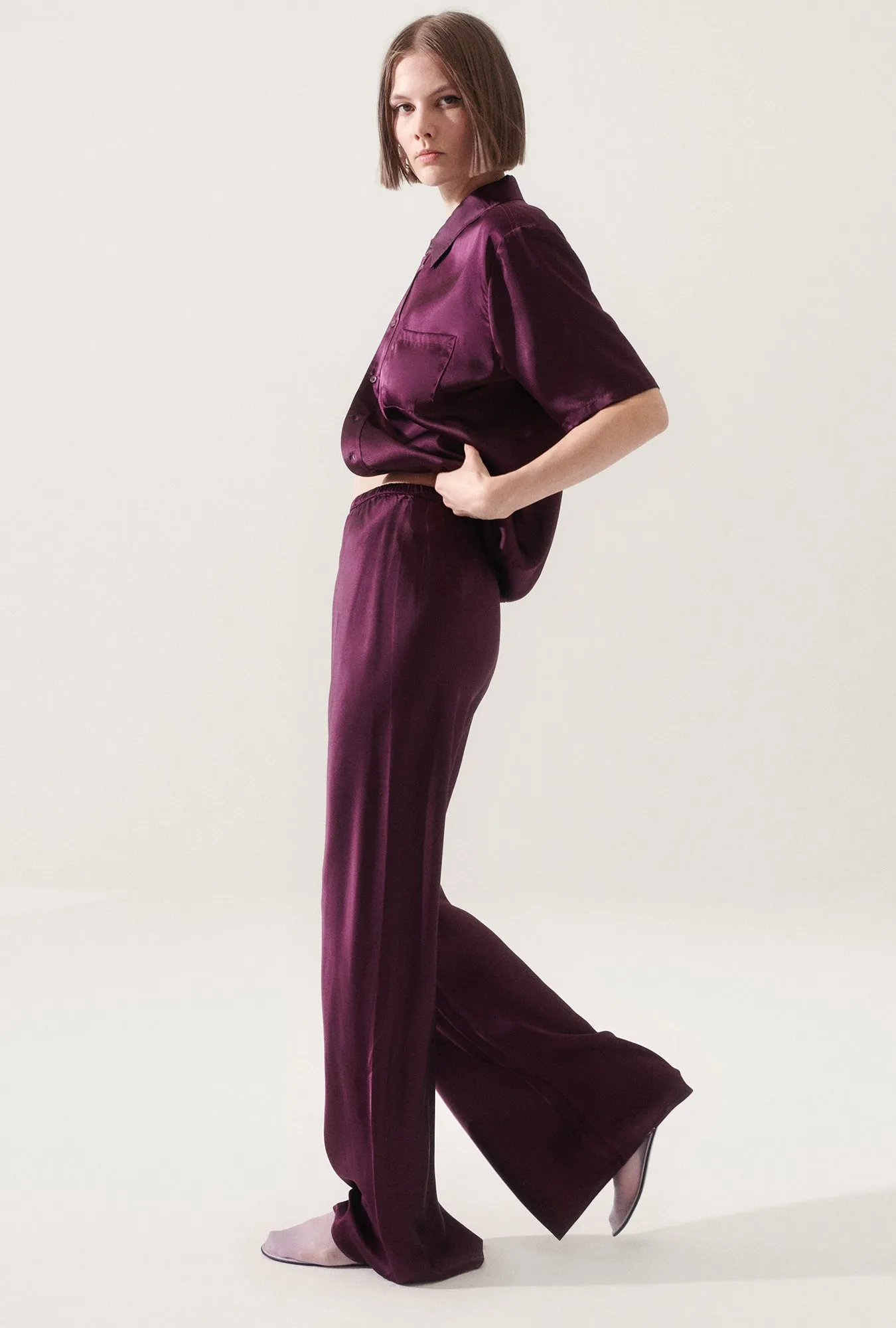BIAS CUT PANTS BLOOD PLUM sold by Silk Laundry product image thumbnail 3