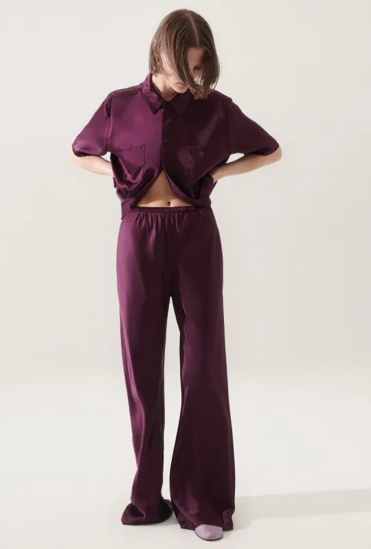 BIAS CUT PANTS BLOOD PLUM sold by Silk Laundry
