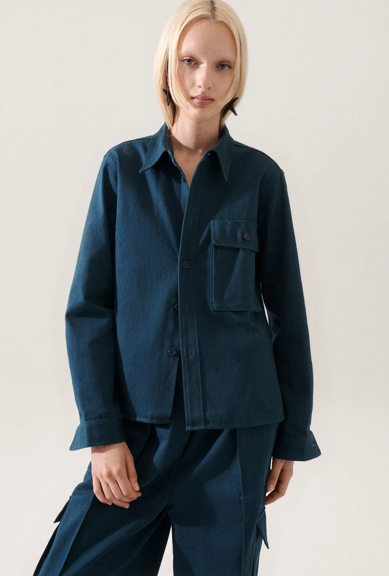 Canvas Overshirt Teal sold by Silk Laundry product image thumbnail 3
