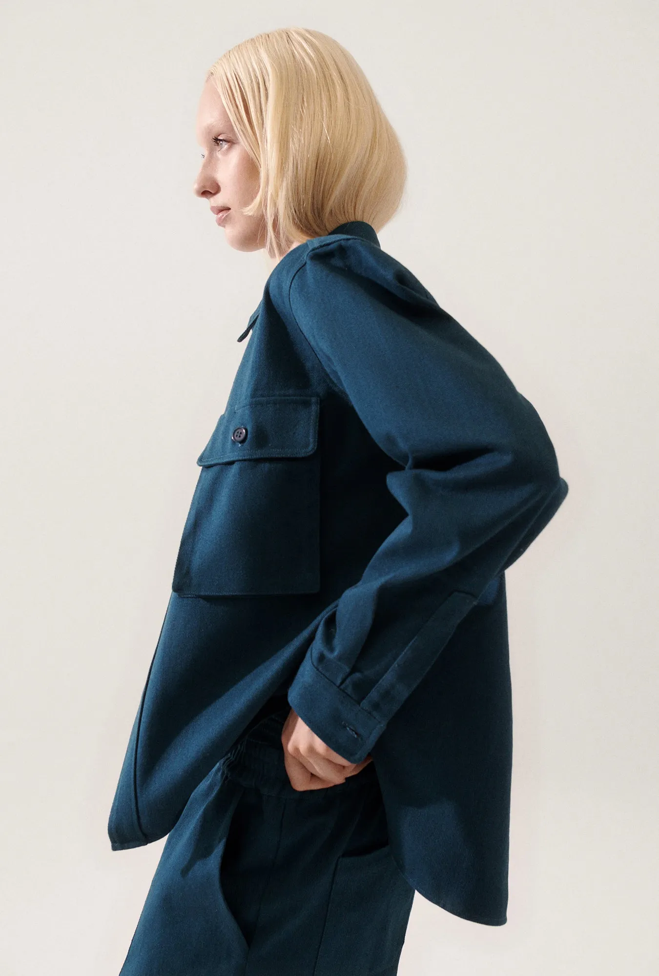 Canvas Overshirt Teal sold by Silk Laundry product image thumbnail 4