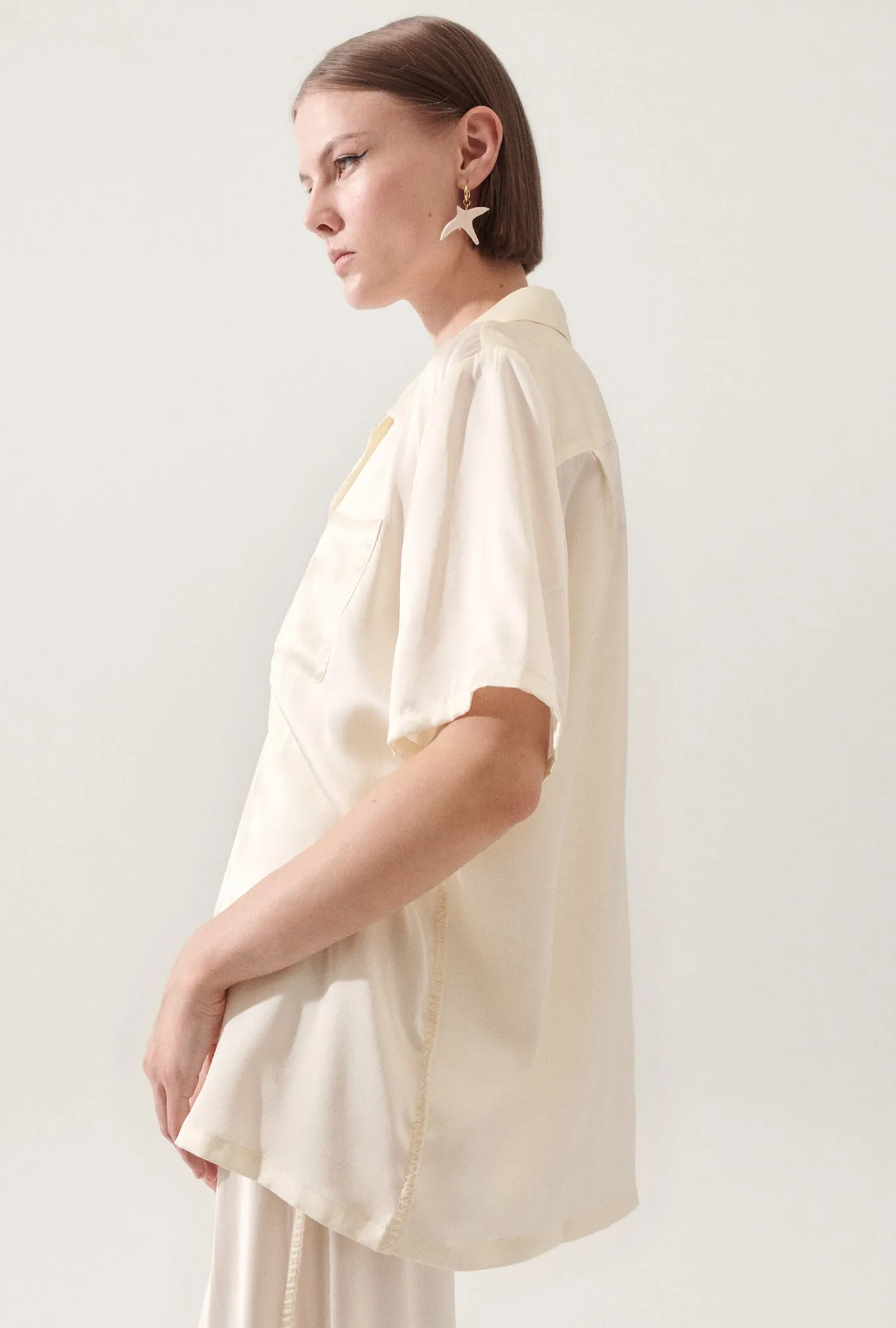 Camp Shirt Blanket Stitch Off-White sold by Silk Laundry product image thumbnail 4