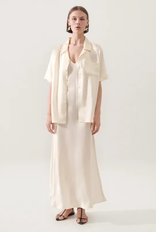 CAMP SHIRT BLANKET STITCH OFF-WHITE sold by Silk Laundry