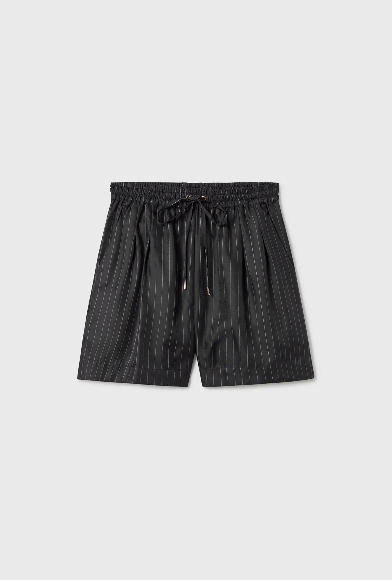 Twill Slouch Shorts Pinstripe Black / White sold by Silk Laundry product image thumbnail 2