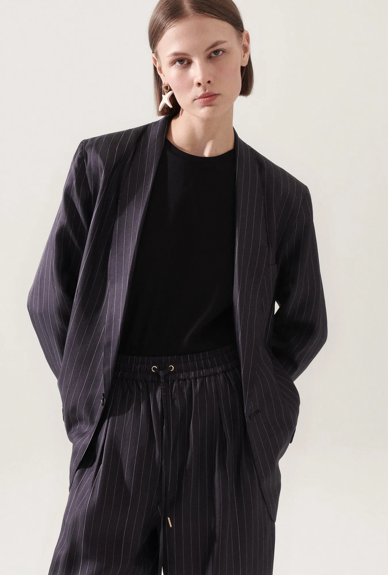 Twill Miami Blazer Pinstripe Black / White sold by Silk Laundry product image thumbnail 4