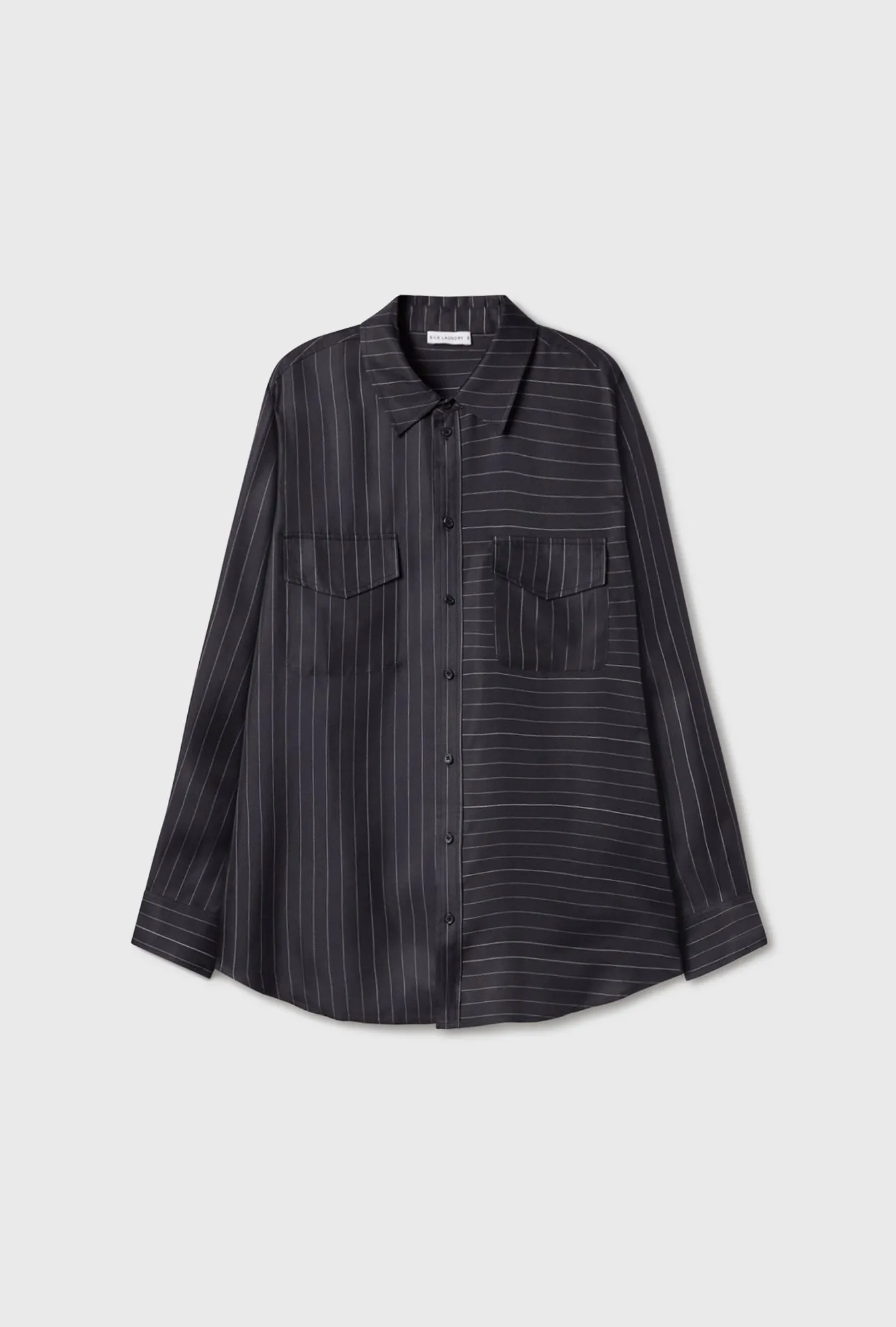 TWILL BOYFRIEND SHIRT PINSTRIPE BLACK / WHITE sold by Silk Laundry product image thumbnail 2