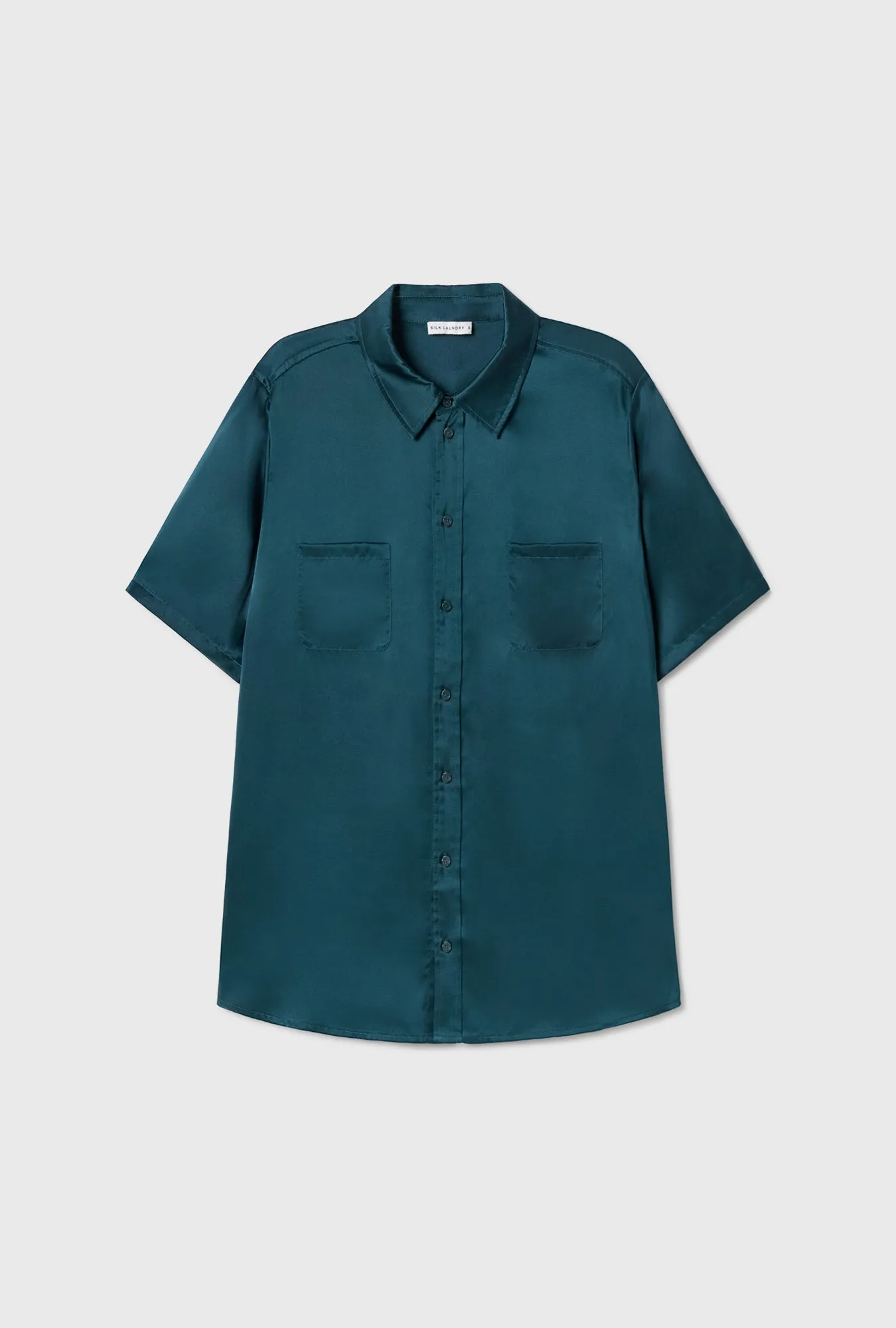 SHORT SLEEVE BOYFRIEND SHIRT TEAL sold by Silk Laundry product image thumbnail 2