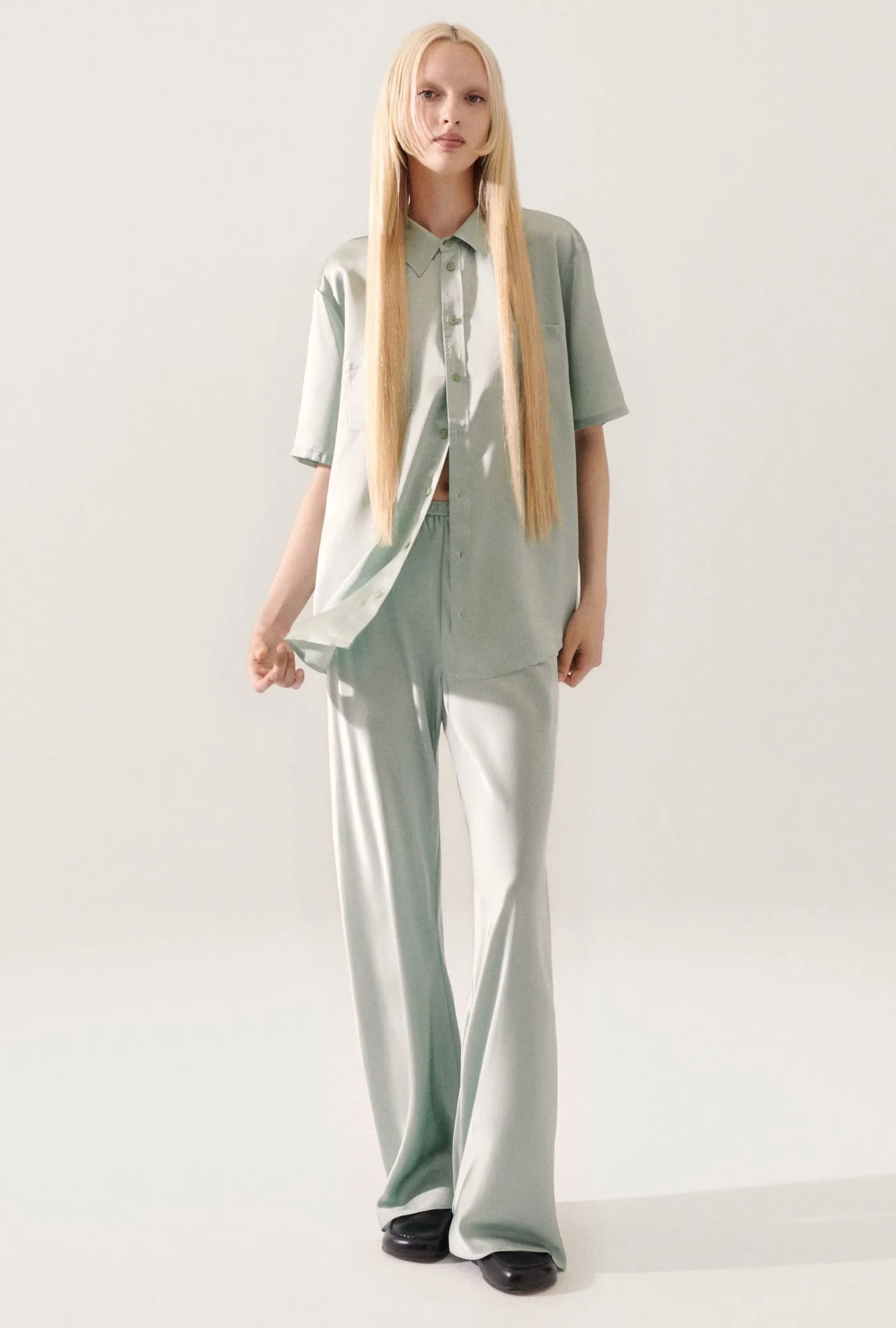 Short Sleeve Boyfriend Shirt Alabaster sold by Silk Laundry