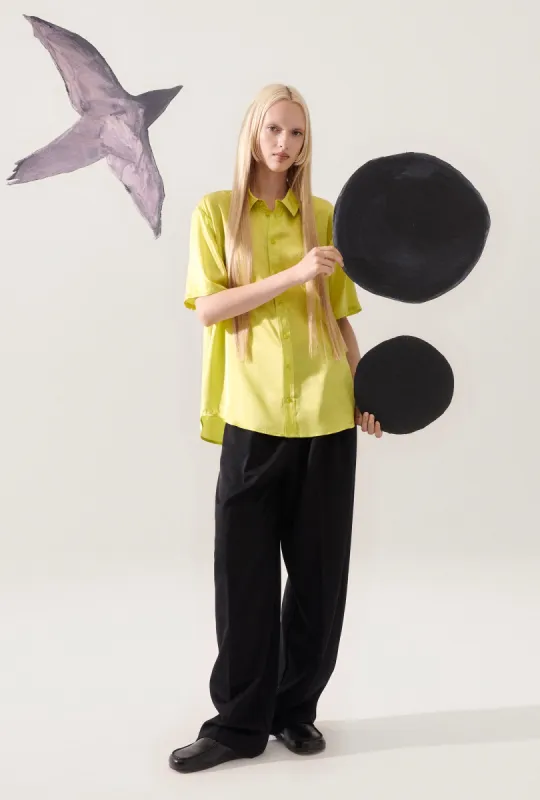 SHORT SLEEVE BOYFRIEND SHIRT ABSINTHE sold by Silk Laundry