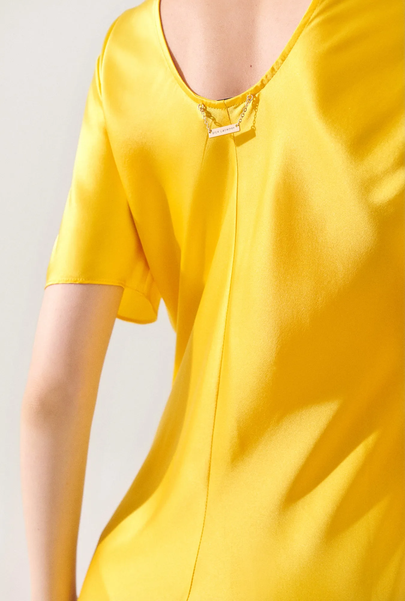 SHORT SLEEVE BIAS DRESS MARIGOLD sold by Silk Laundry product image thumbnail 5