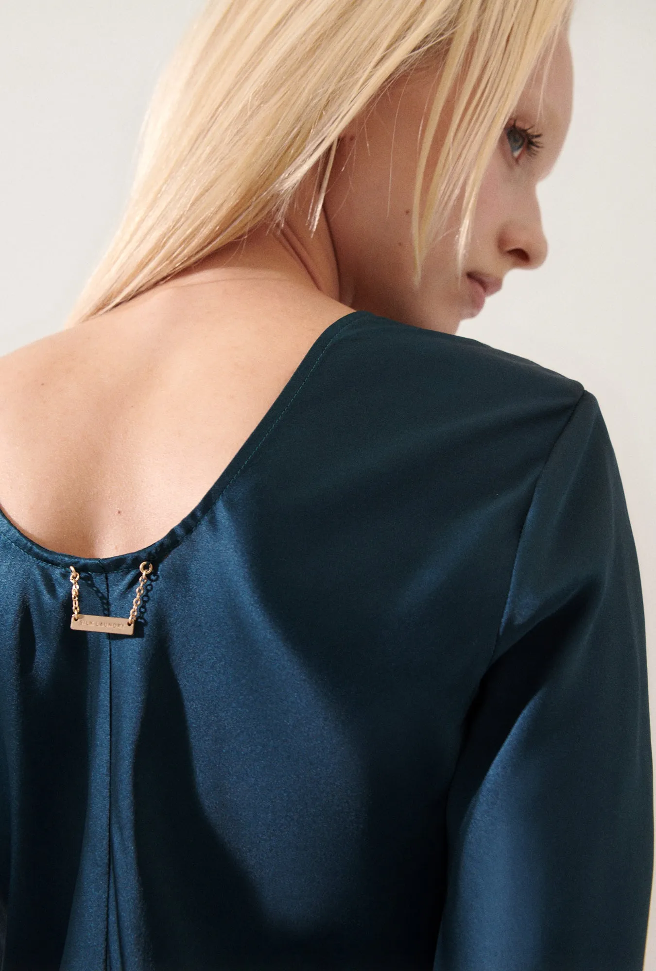 FULL SLEEVE BIAS DRESS TEAL sold by Silk Laundry product image thumbnail 5