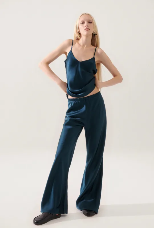 BIAS CUT PANTS TEAL sold by Silk Laundry