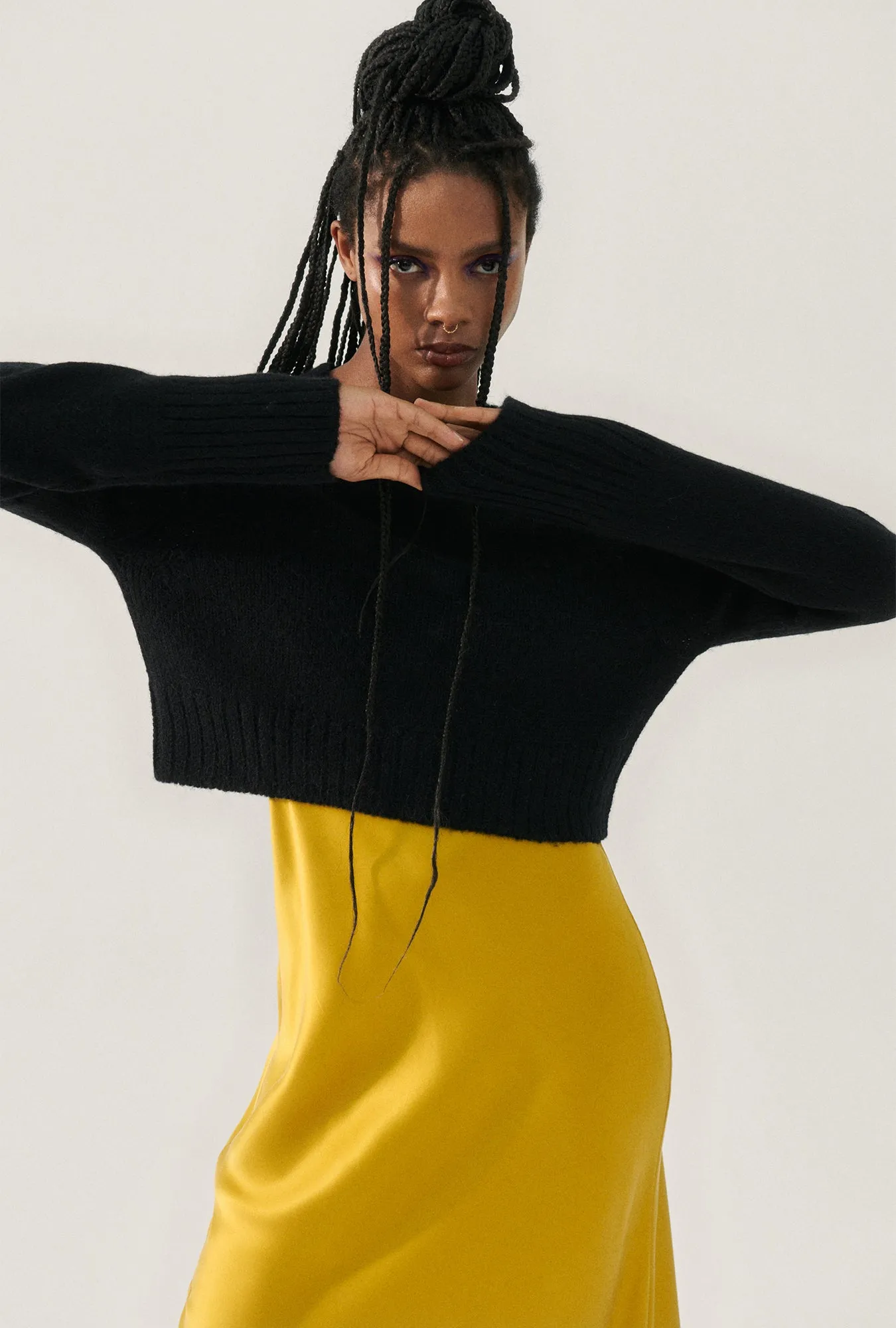 ALPACA REVERSED CROPPED CARDIGAN BLACK sold by Silk Laundry product image thumbnail 5