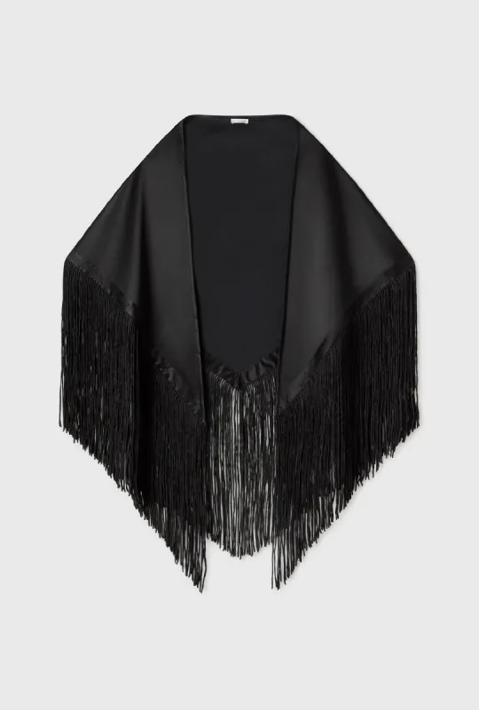 FRINGE SCARF BLACK sold by Silk Laundry