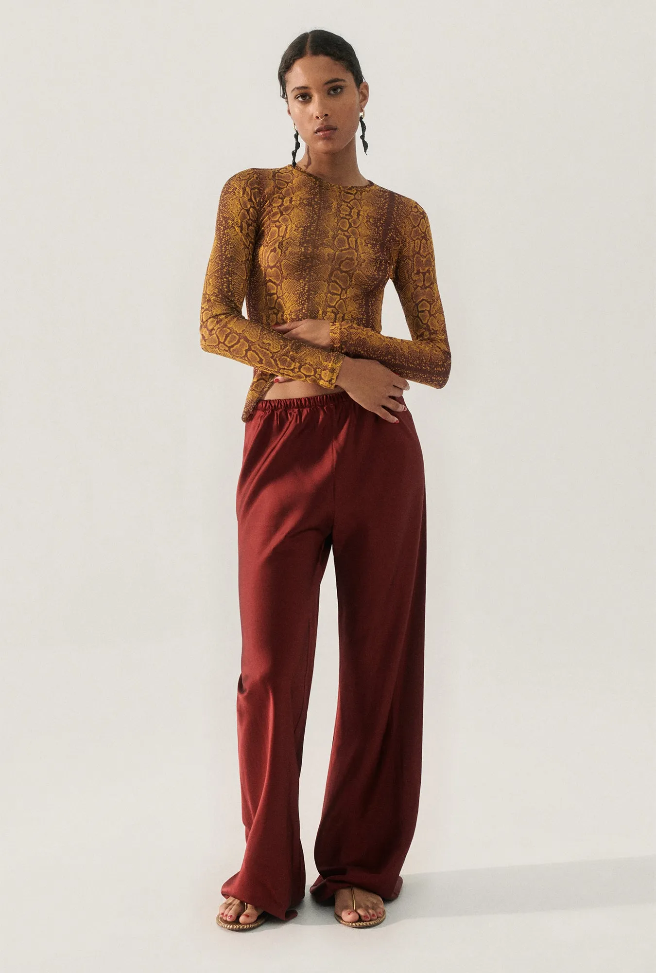 MESH LONG SLEEVE TOP SNAKE SKIN sold by Silk Laundry