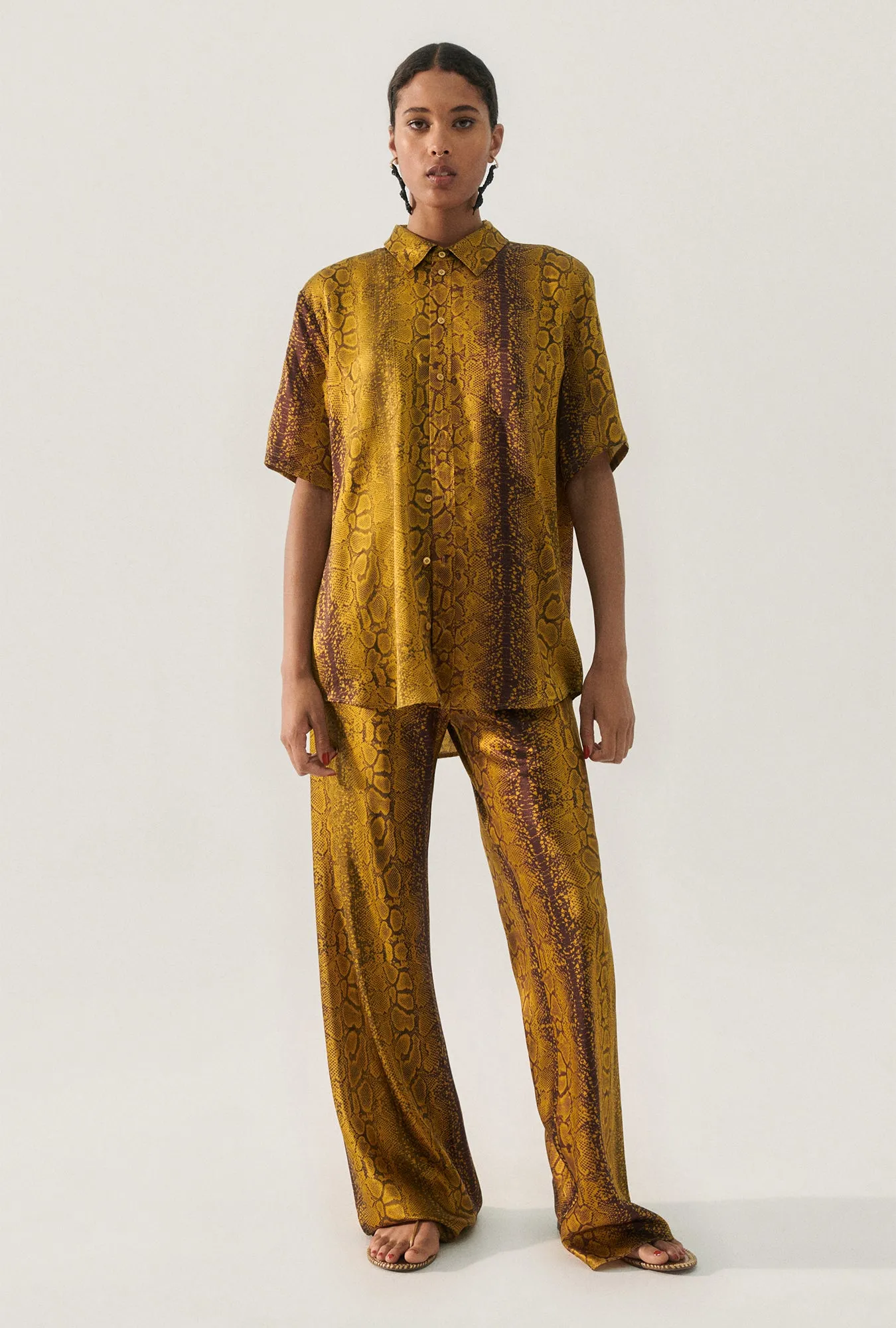SHORT SLEEVE BOYFRIEND SHIRT SNAKE SKIN sold by Silk Laundry product image thumbnail 4