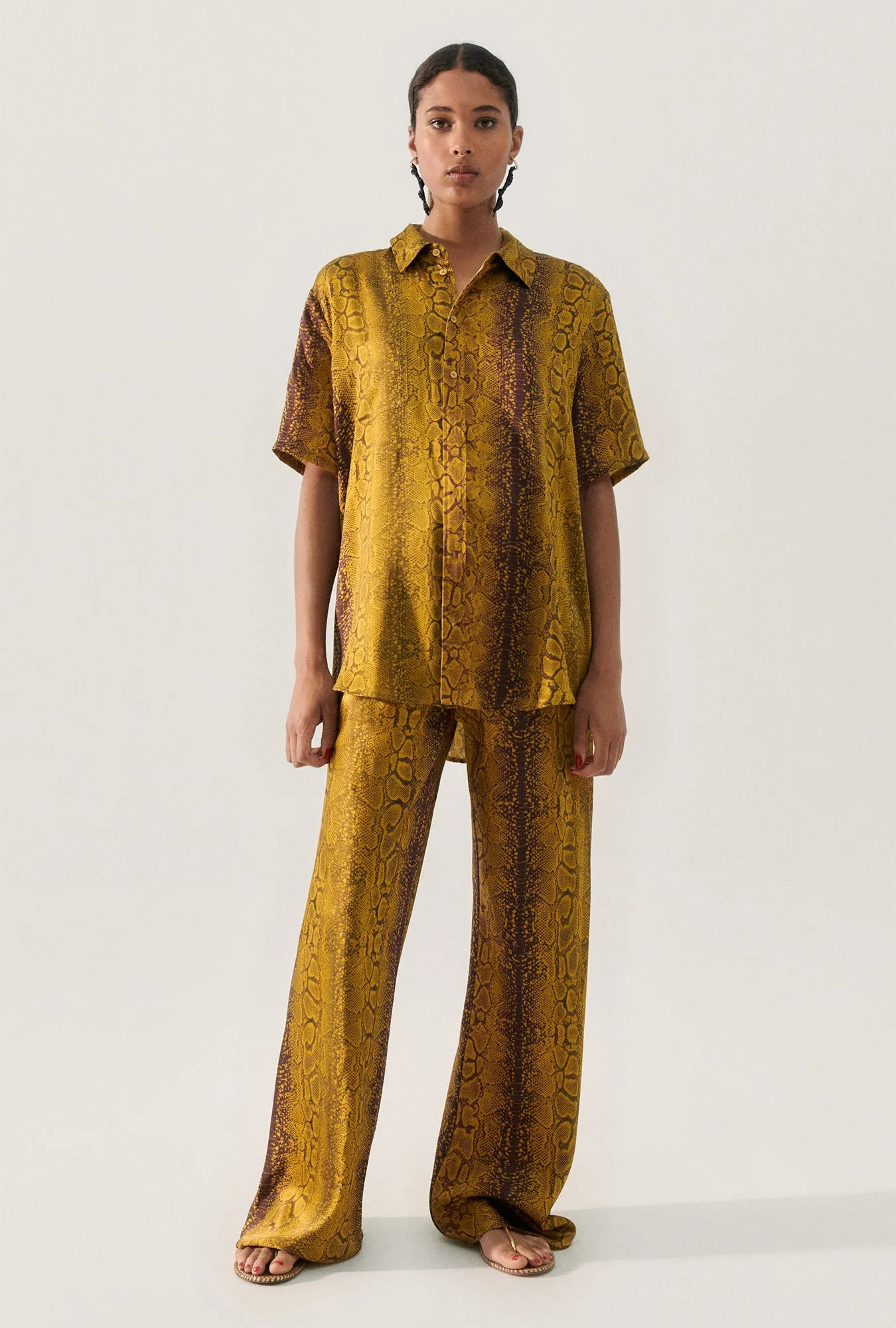 SHORT SLEEVE BOYFRIEND SHIRT SNAKE SKIN sold by Silk Laundry