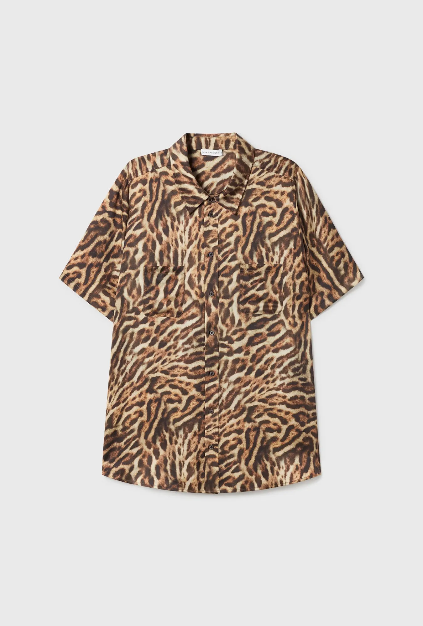 SHORT SLEEVE BOYFRIEND SHIRT LEOPARD sold by Silk Laundry product image thumbnail 2