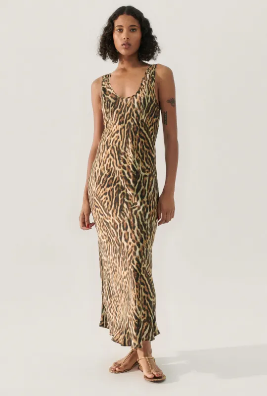 SCOOP NECK DRESS LEOPARD sold by Silk Laundry