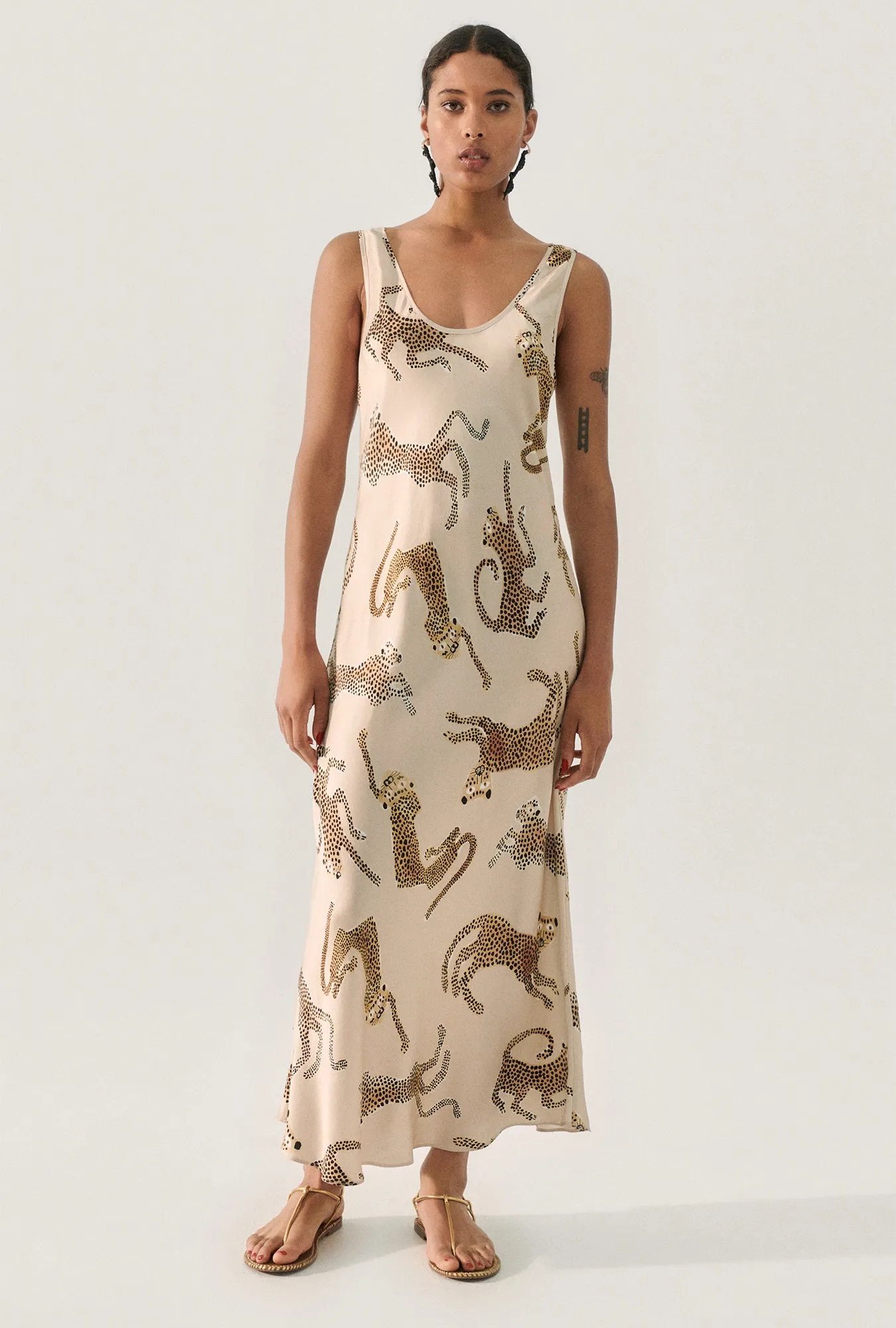 SCOOP NECK DRESS JAGUARS HAZELNUT sold by Silk Laundry