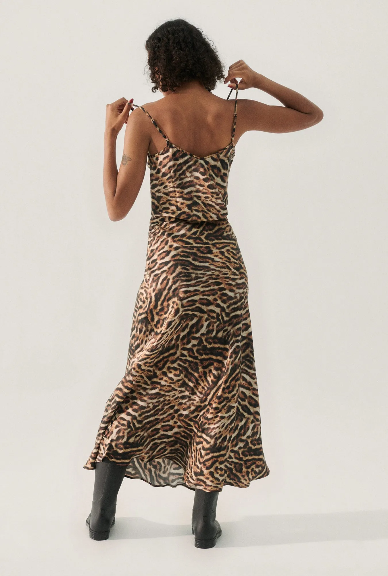 LONG BIAS CUT SKIRT LEOPARD sold by Silk Laundry product image thumbnail 3