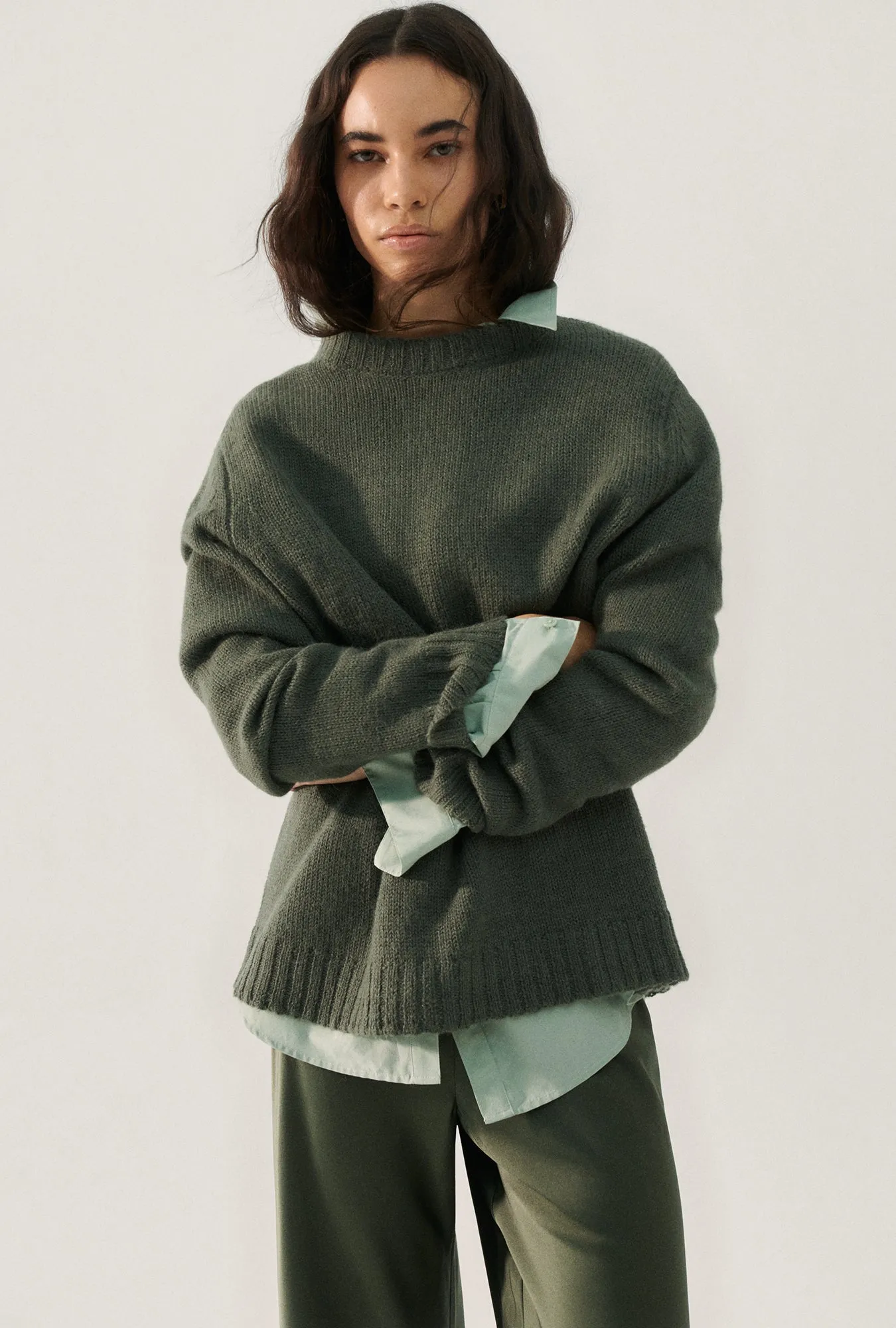 KNIT CREWNECK THYME sold by Silk Laundry product image thumbnail 4