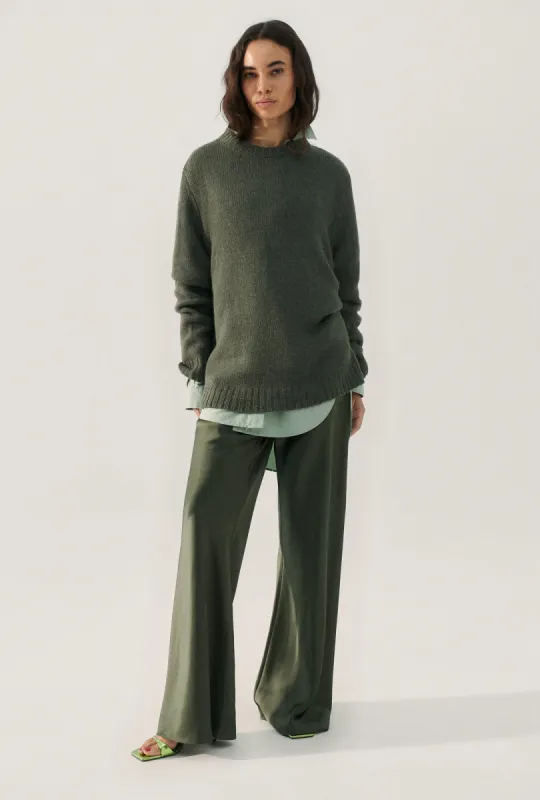 KNIT CREWNECK THYME sold by Silk Laundry