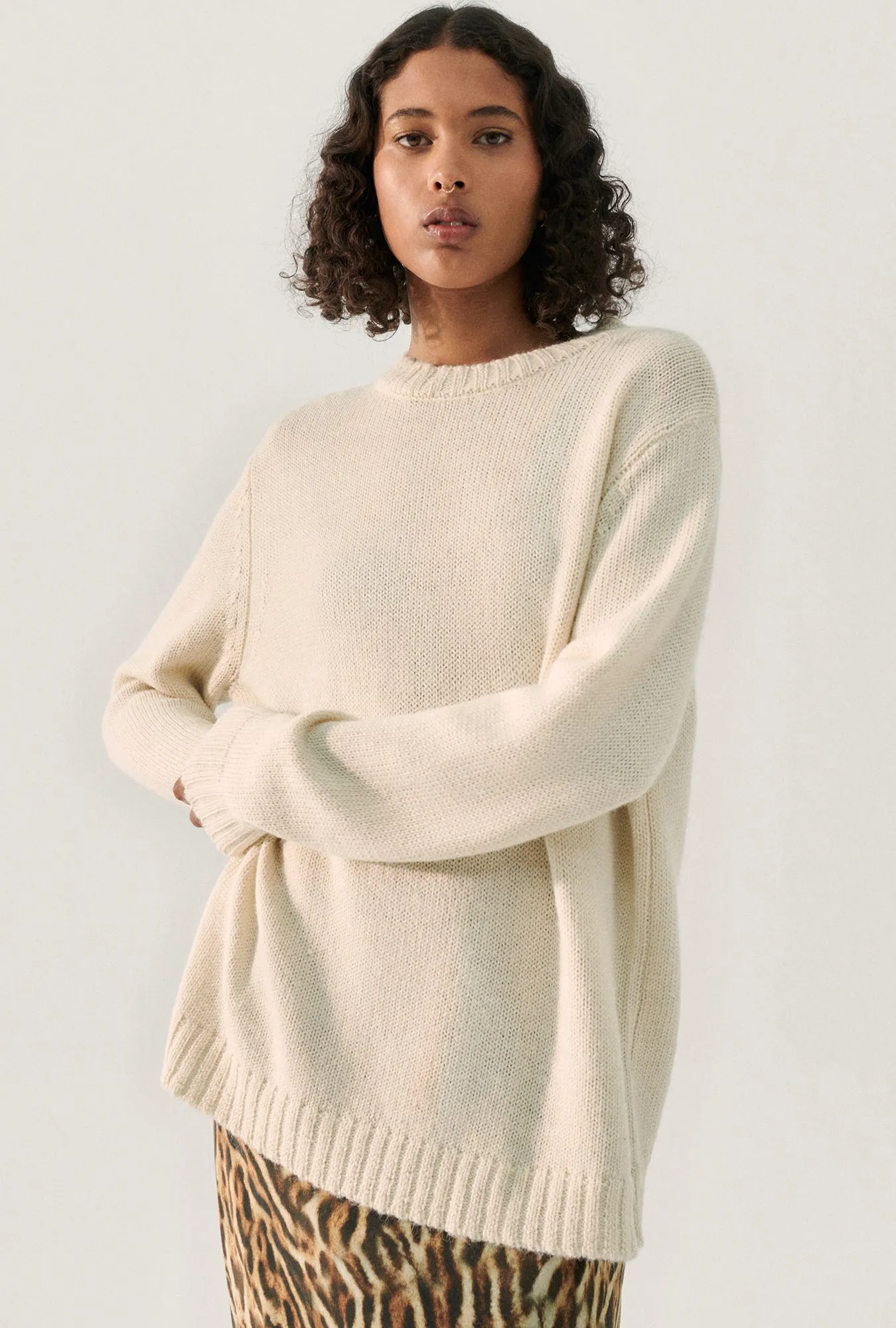 Knit Crewneck Natural sold by Silk Laundry