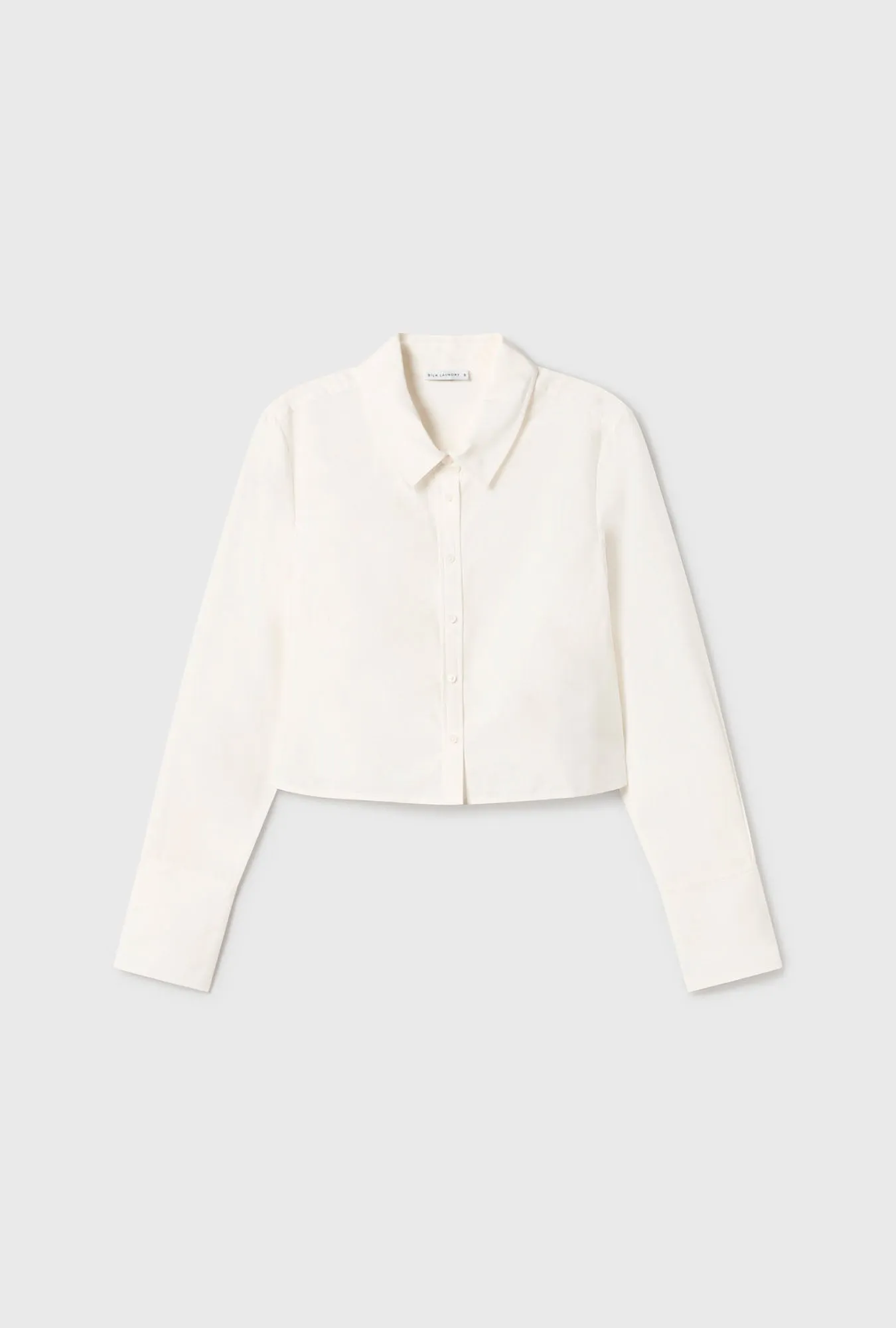 COTTON SILK CROPPED LONG SLEEVE SHIRT WHITE sold by Silk Laundry product image thumbnail 2