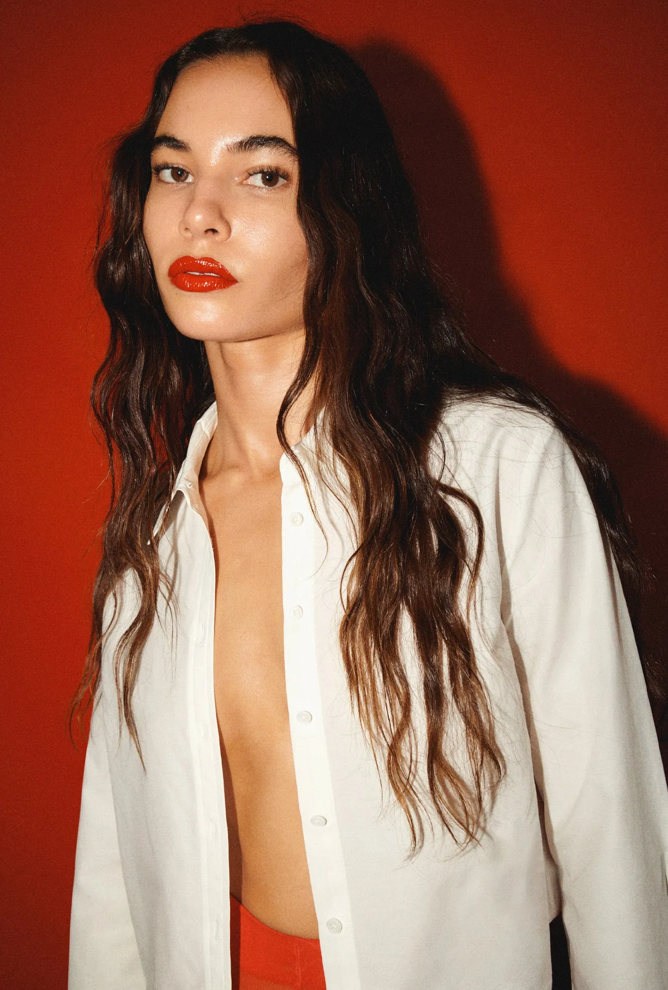 COTTON SILK CROPPED LONG SLEEVE SHIRT WHITE sold by Silk Laundry product image thumbnail 4