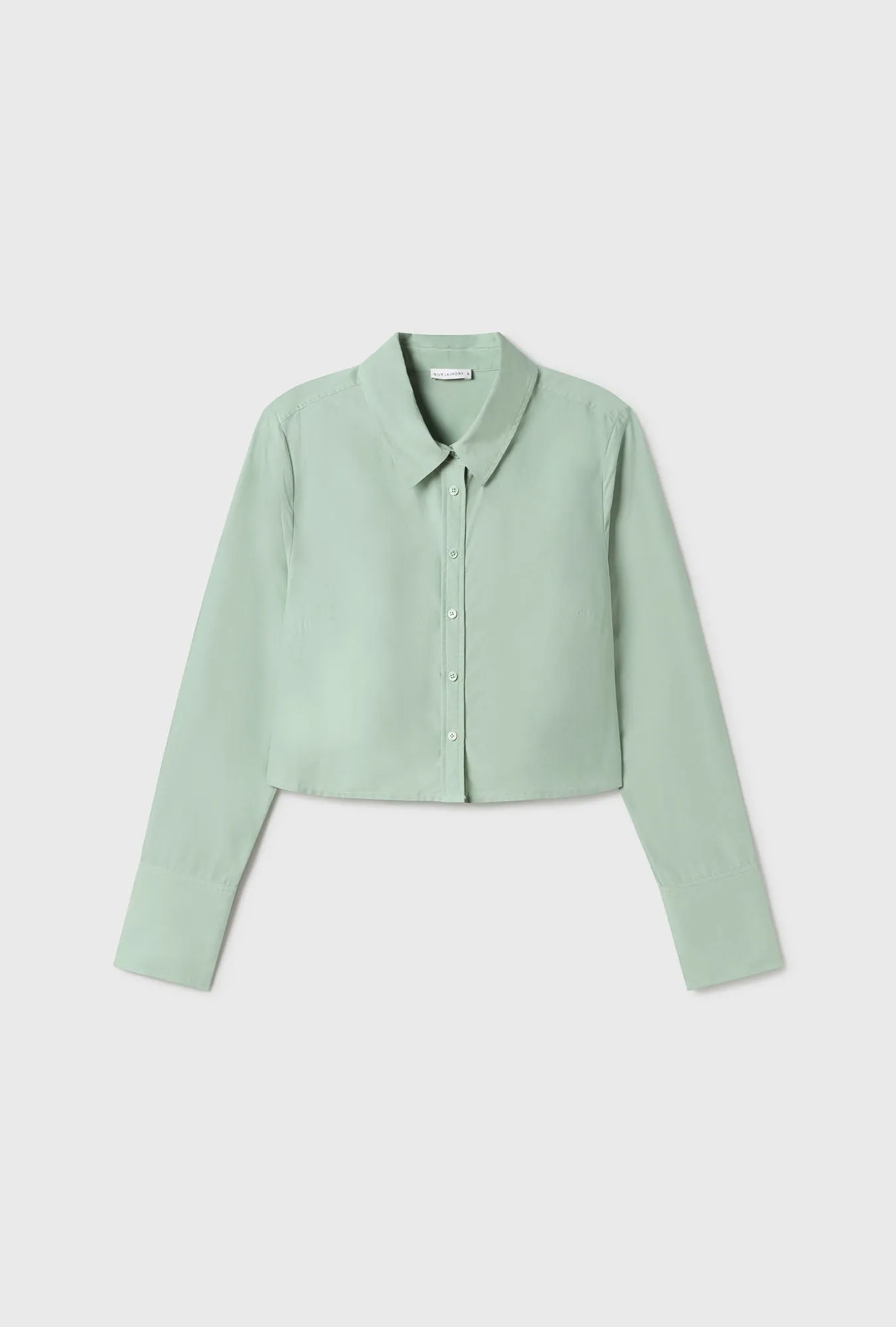 COTTON SILK CROPPED LONG SLEEVE SHIRT LICHEN sold by Silk Laundry product image thumbnail 2