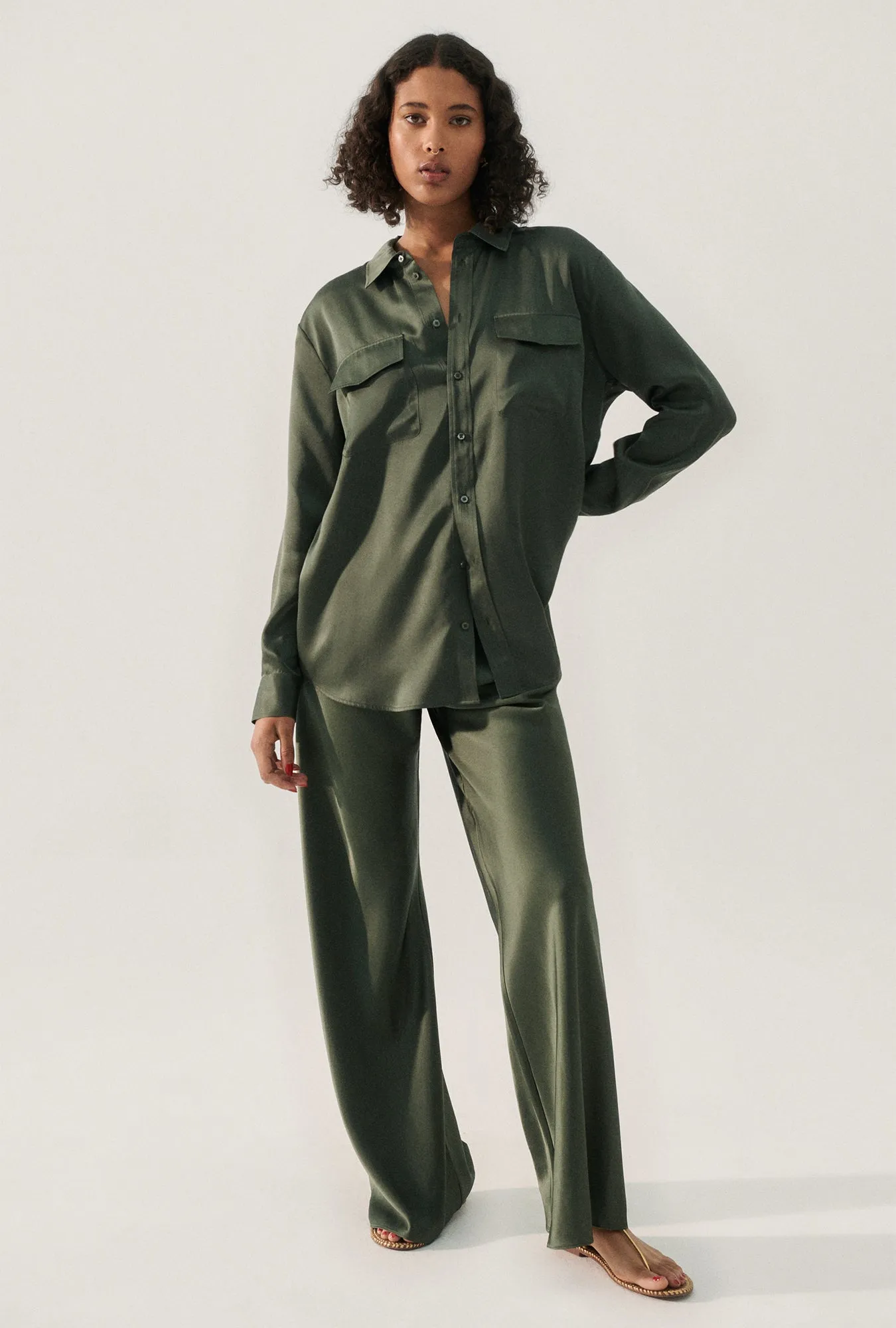 BOYFRIEND SHIRT THYME sold by Silk Laundry