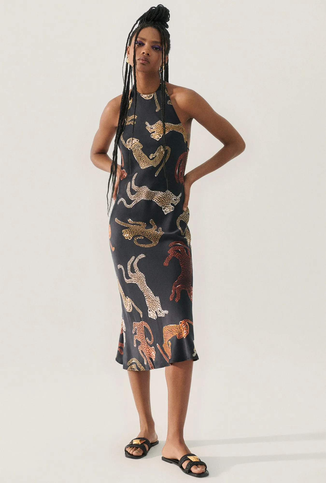 HALTER DRESS JAGUARS BLACK sold by Silk Laundry