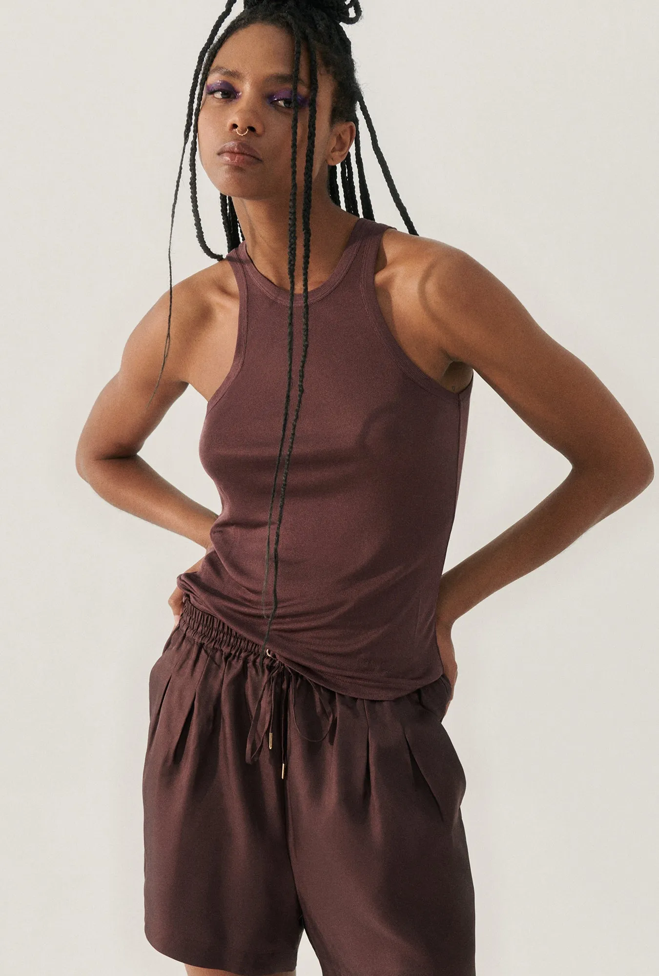 Jersey Tank Cacao sold by Silk Laundry