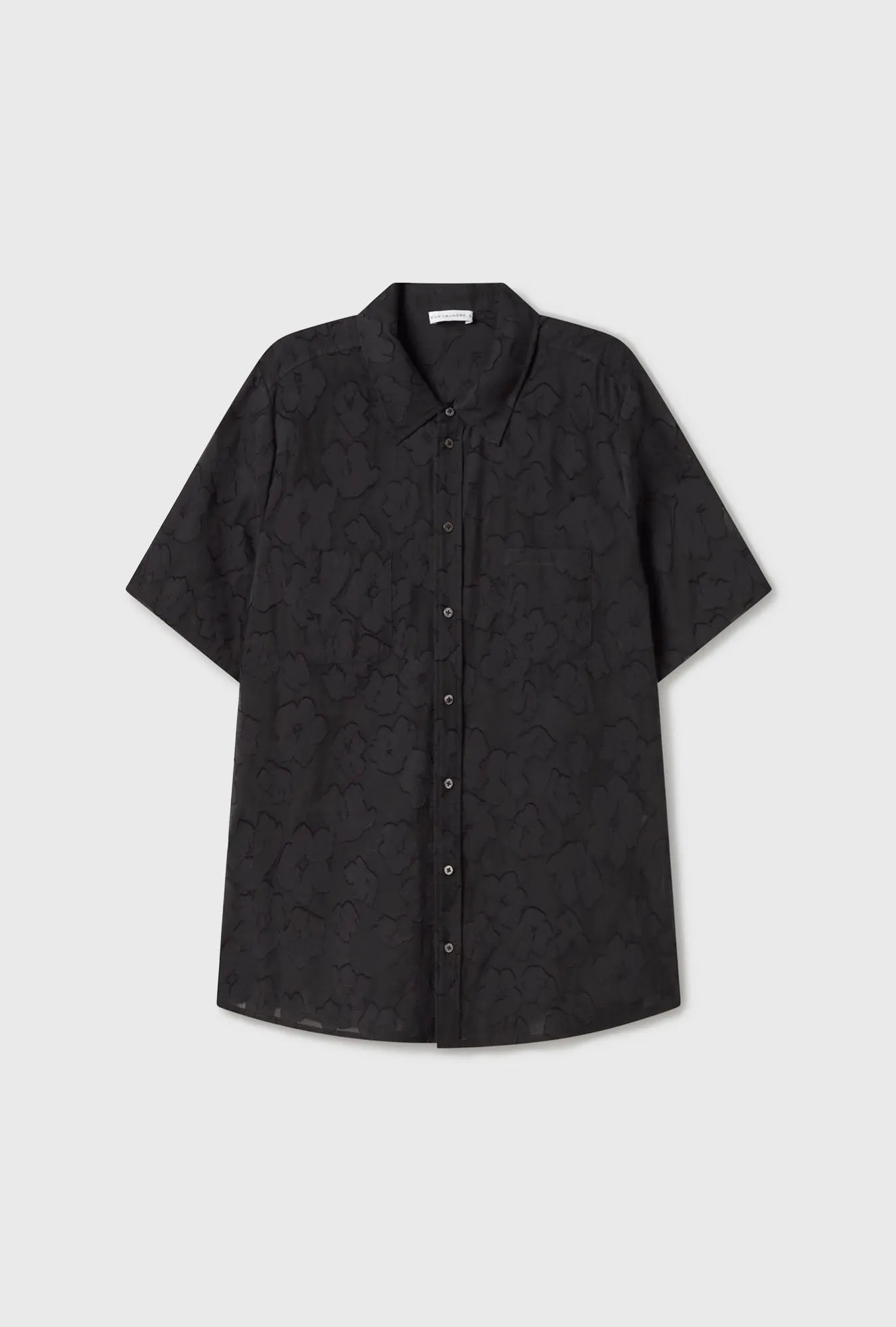 Clip Silk Short Sleeve Boyfriend Shirt Black sold by Silk Laundry product image thumbnail 2