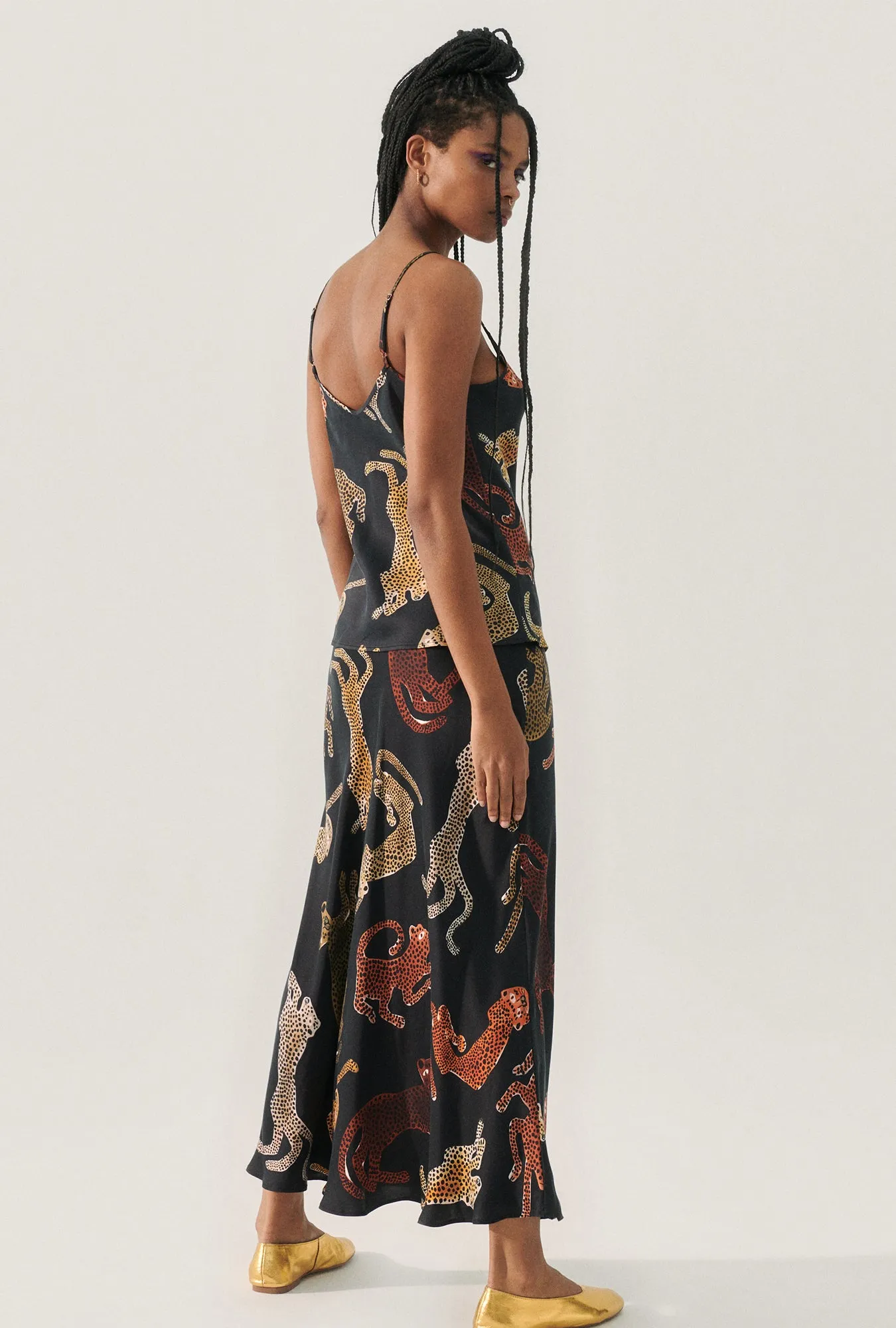 LONG BIAS CUT SKIRT JAGUARS BLACK sold by Silk Laundry product image thumbnail 3