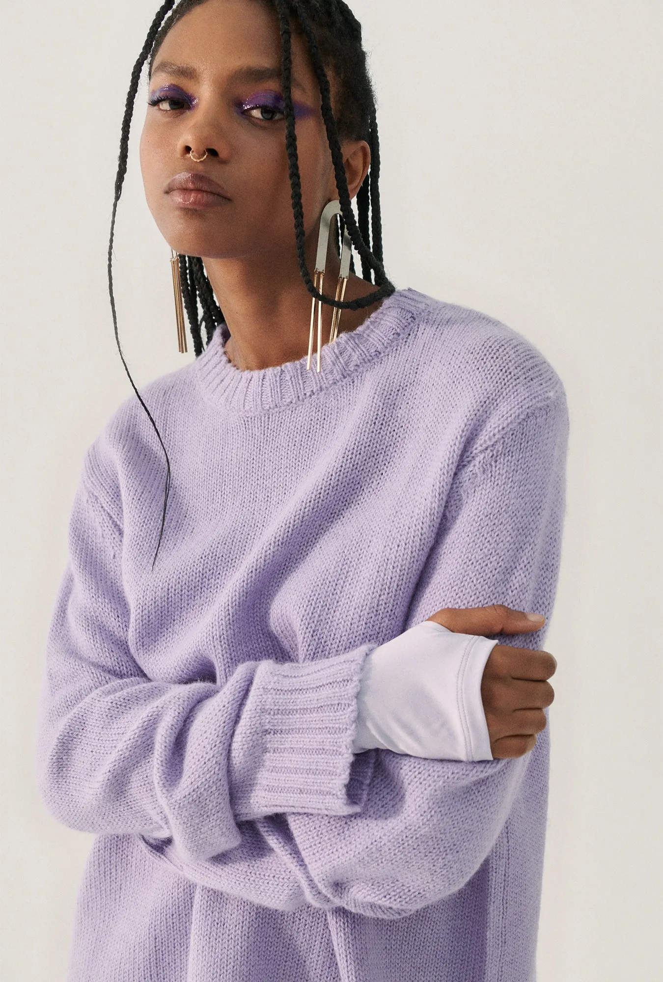 KNIT CREWNECK LAVENDER sold by Silk Laundry product image thumbnail 4