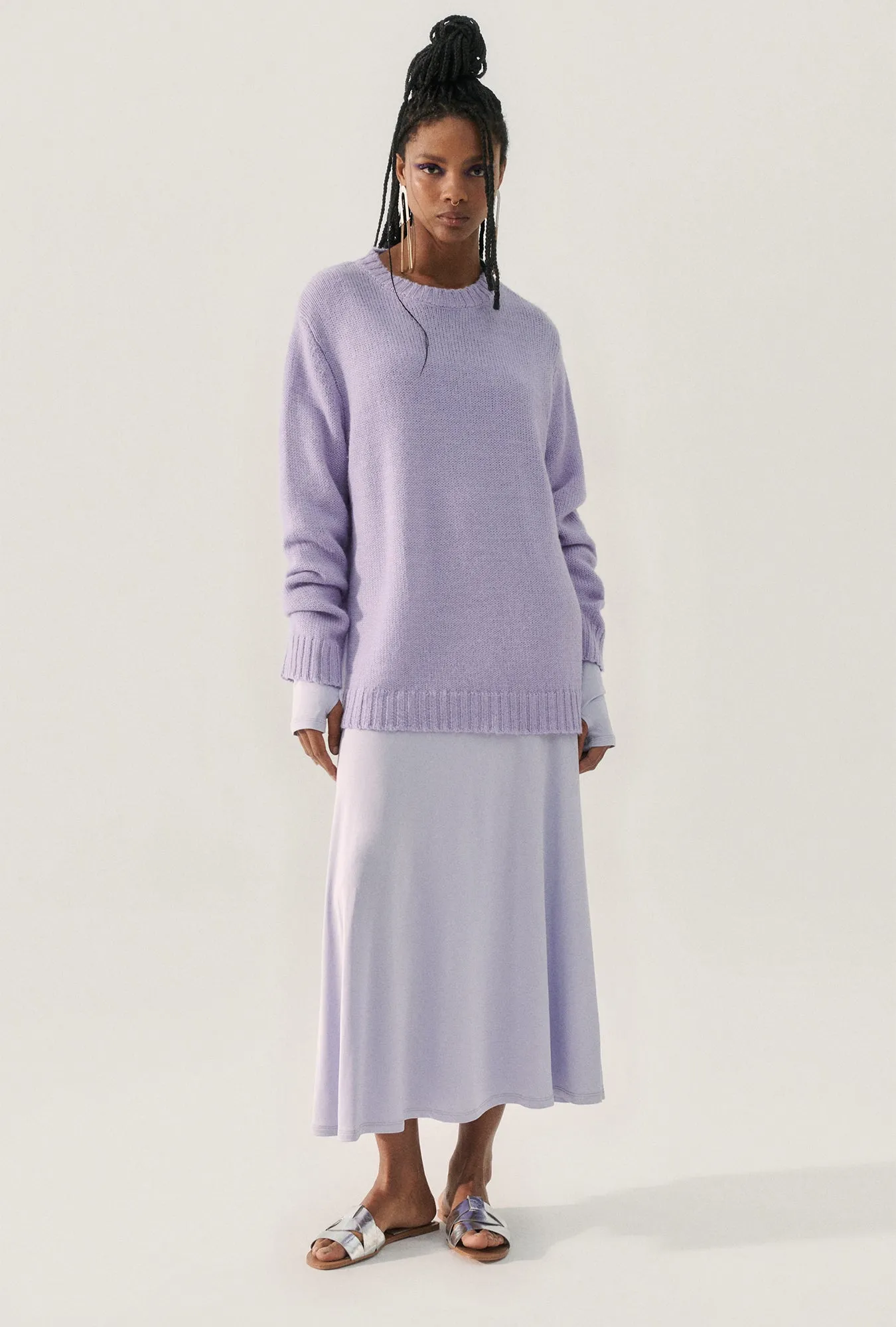 KNIT CREWNECK LAVENDER sold by Silk Laundry