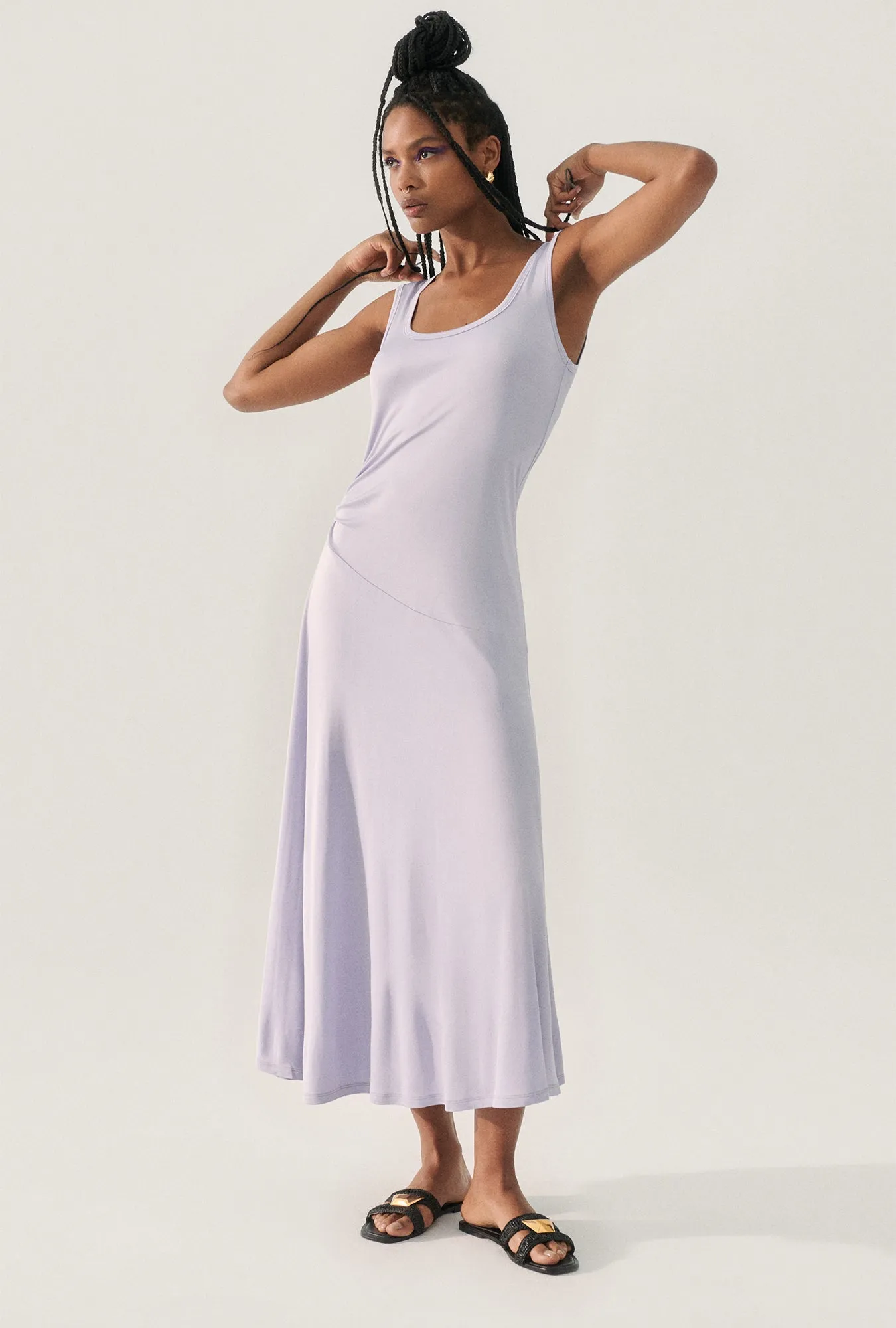 JERSEY SLEEVELESS DRESS LAVENDER sold by Silk Laundry
