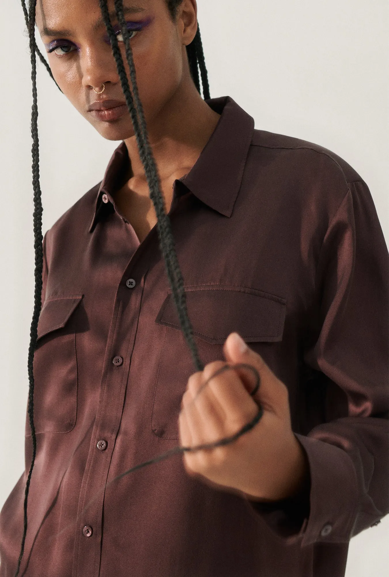 BOYFRIEND SHIRT CACAO sold by Silk Laundry product image thumbnail 5