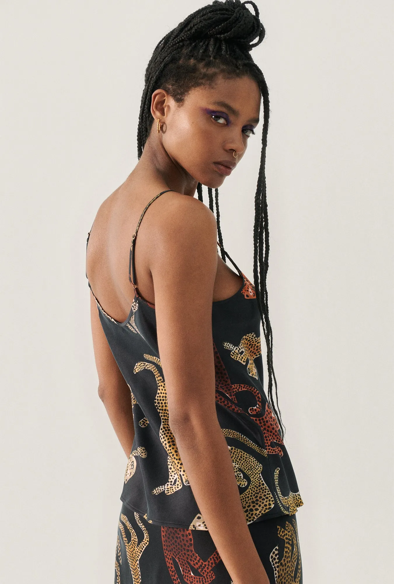 BIAS CUT CAMI JAGUARS BLACK sold by Silk Laundry product image thumbnail 3