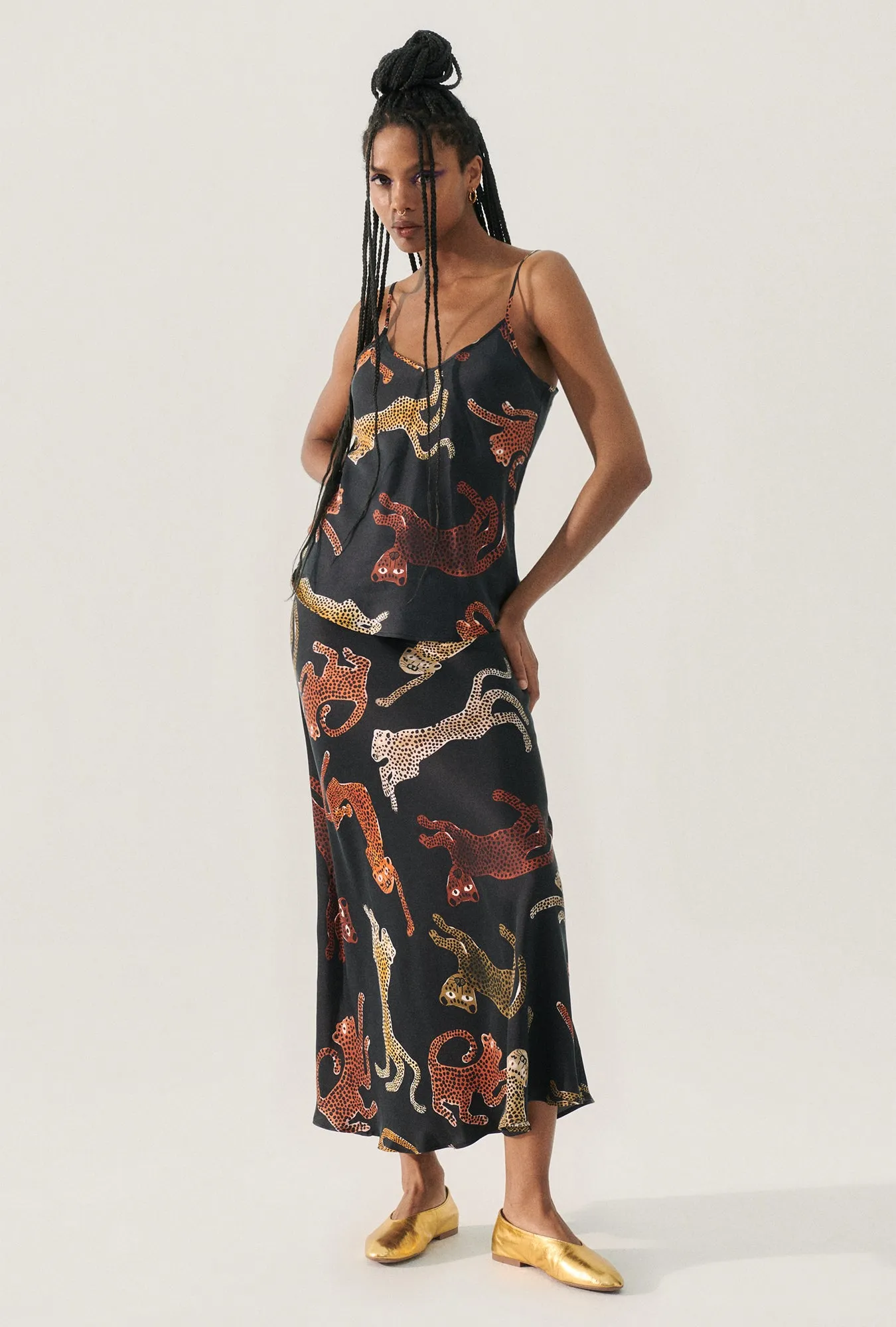 BIAS CUT CAMI JAGUARS BLACK sold by Silk Laundry product image thumbnail 4